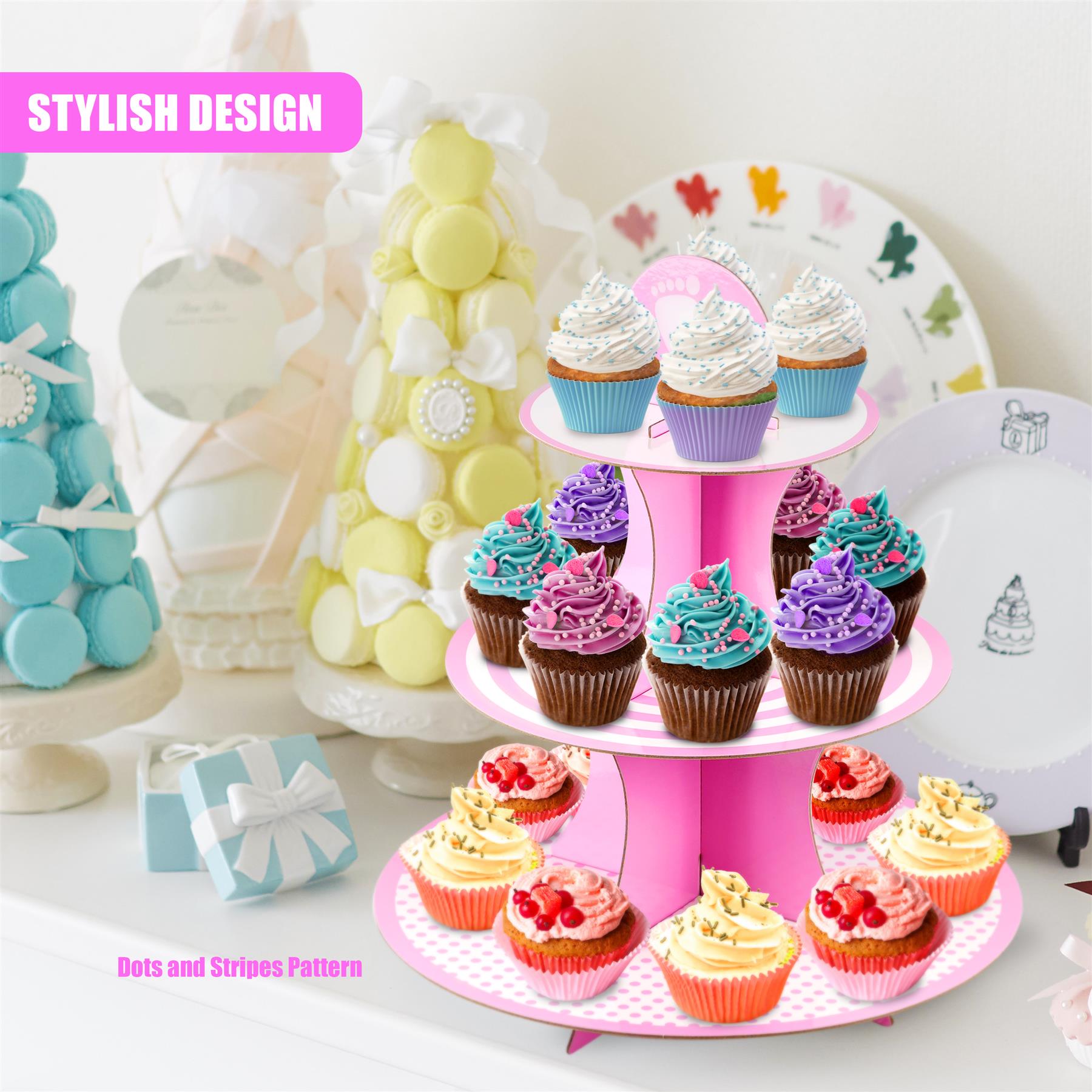 3 Tier Cardboard Cupcake Stand by GEEZY - The Magic Toy Shop