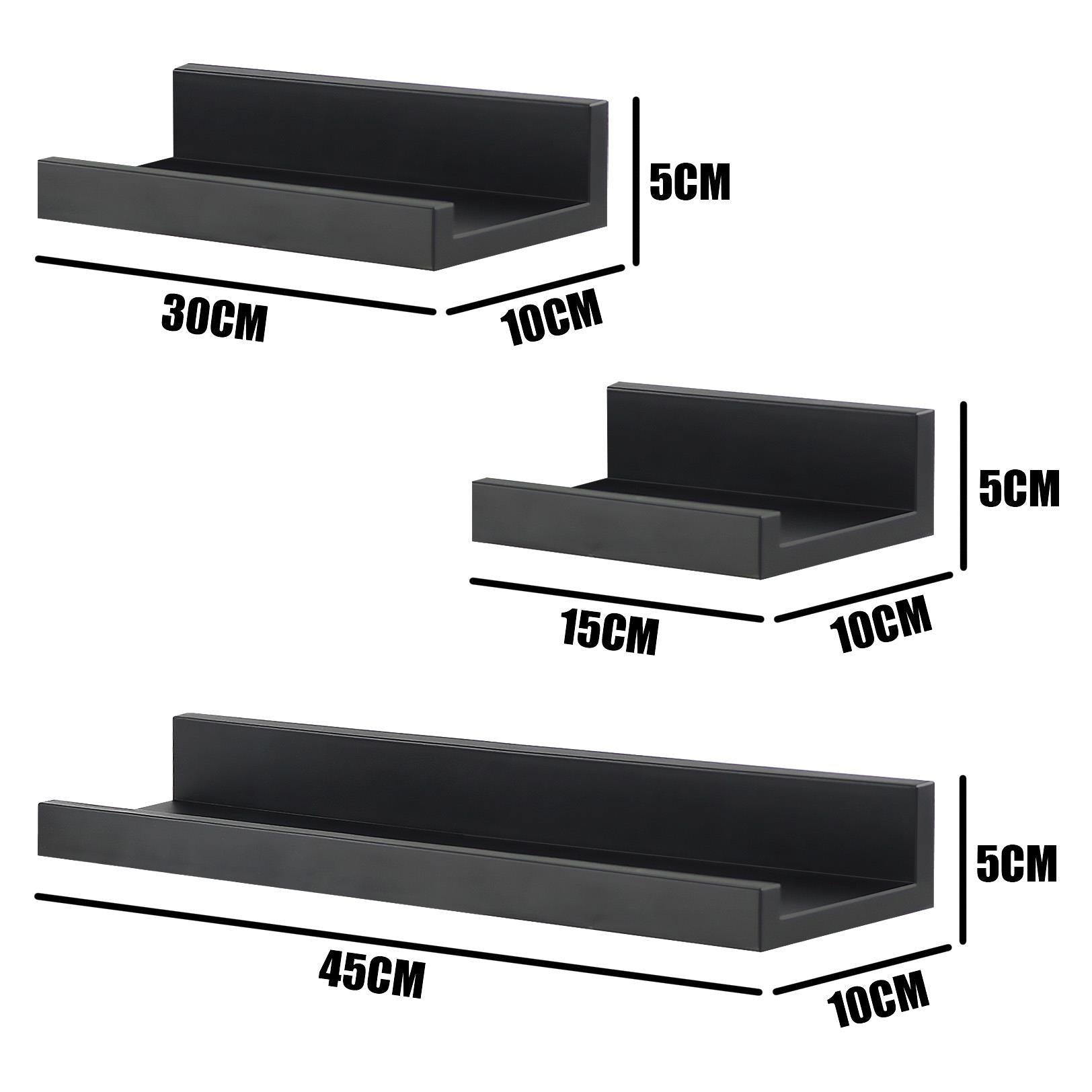 Wall Book Hanging Black Shelf Set of 3 by GEEZY - The Magic Toy Shop