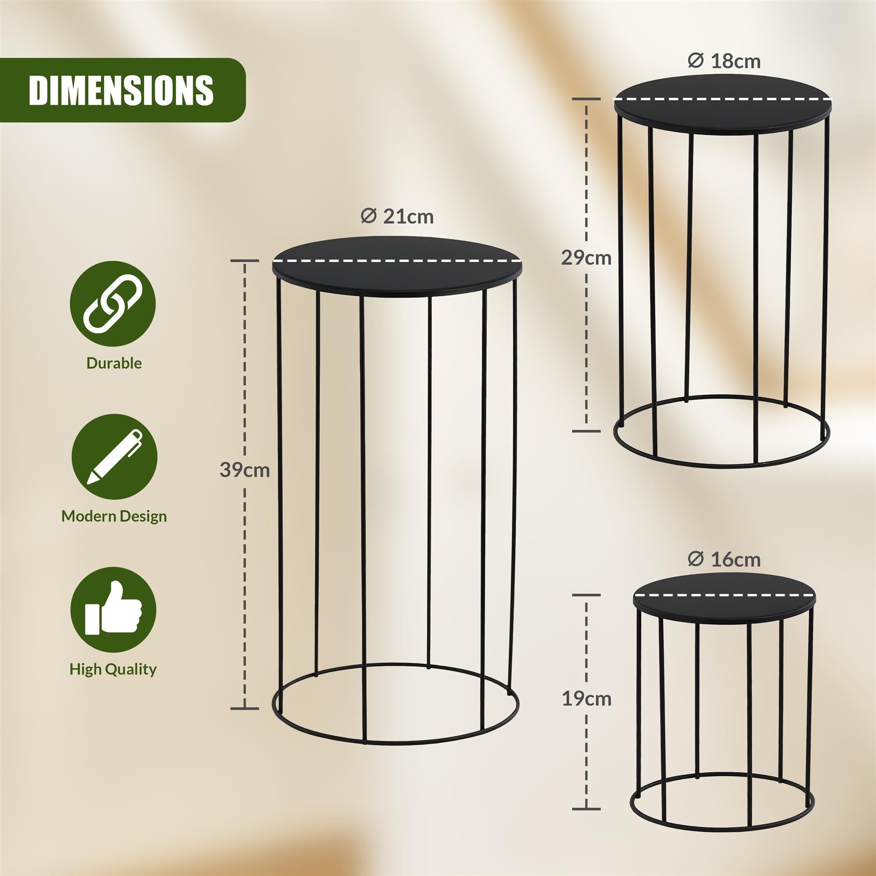 Indoor Plant Stands Set of 3 by GEEZY - The Magic Toy Shop