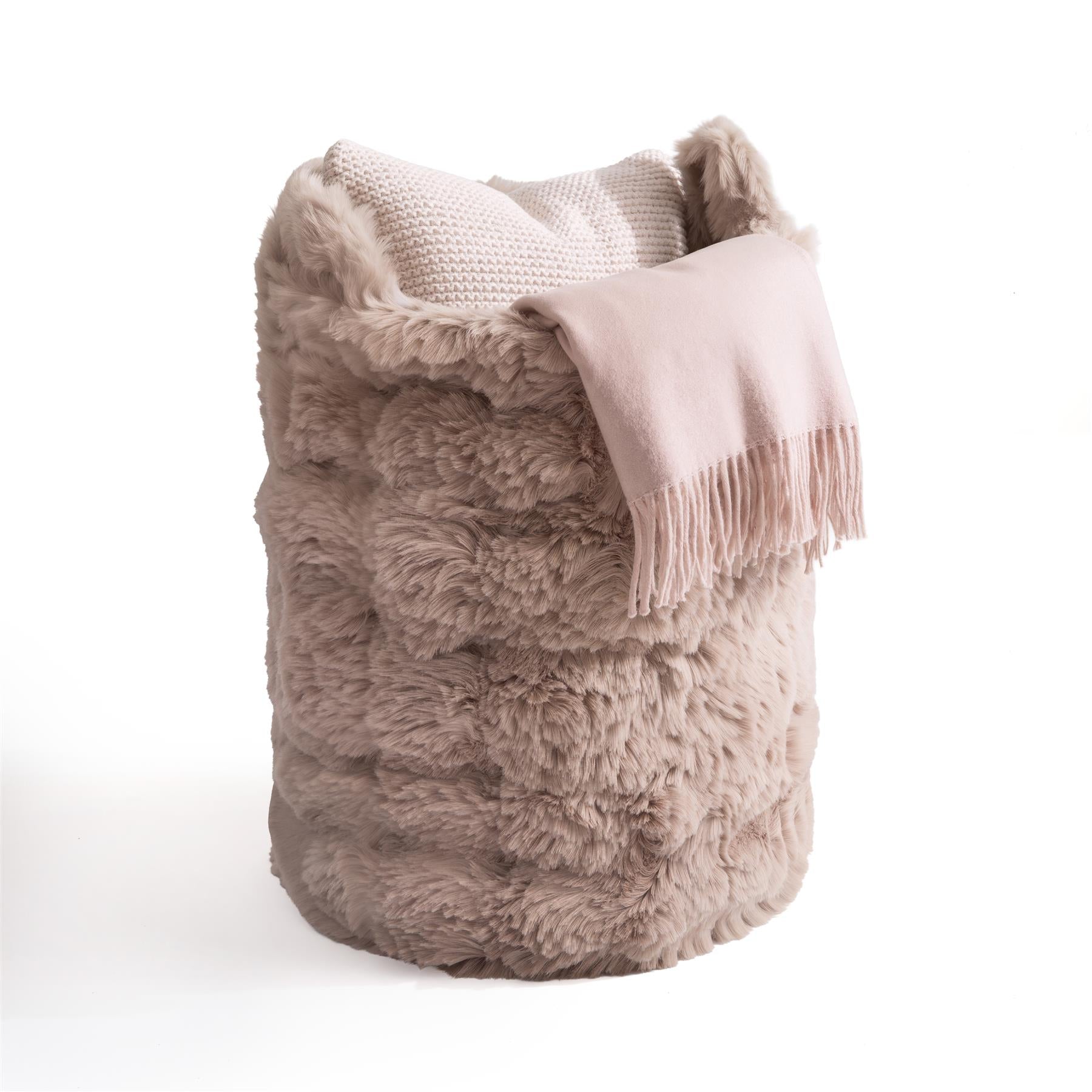 Faux Fur Round Storage Basket