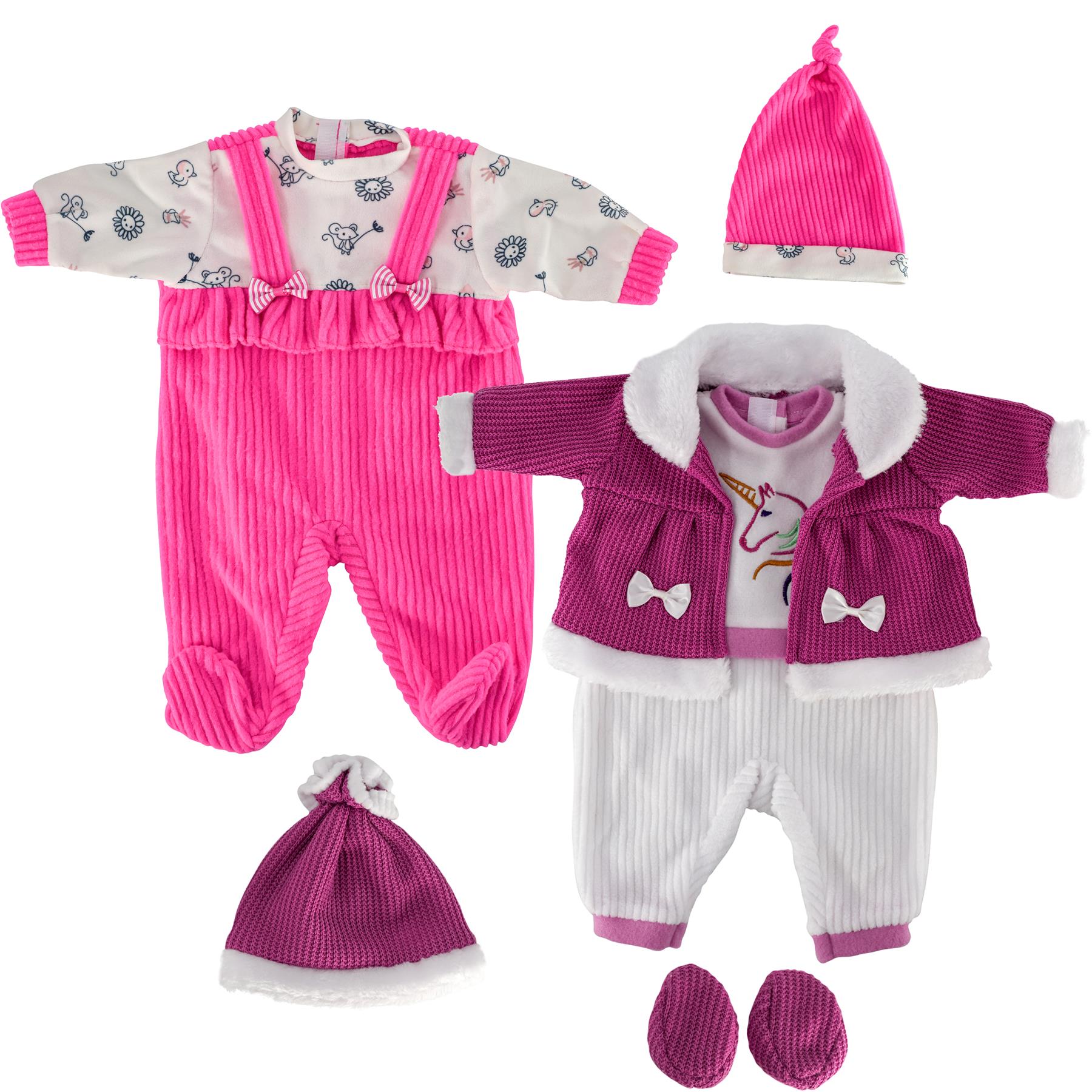 BiBi Outfits - Set of Two Doll Clothes (Hot Pink & Purple Coat) (45 cm / 18") by BiBi Doll - The Magic Toy Shop