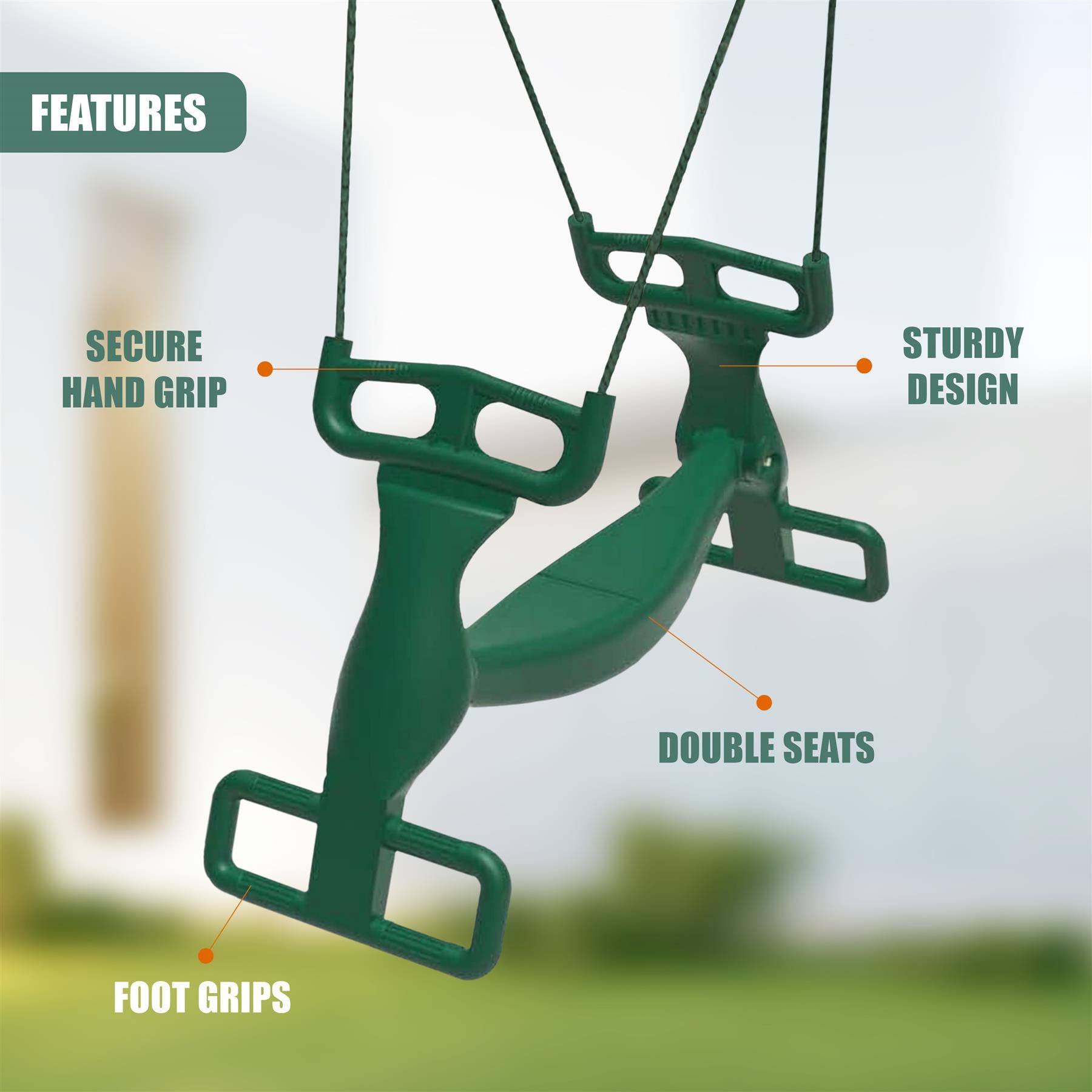 Tandem Swing with Two Seats by The Magic Toy Shop - The Magic Toy Shop