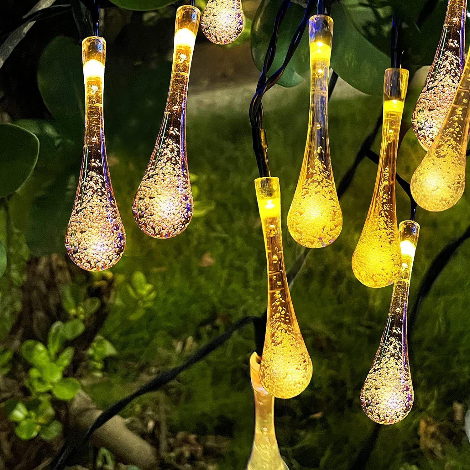 Raindrop Design Solar Powered Warm White Led String Lights by GEEZY - The Magic Toy Shop