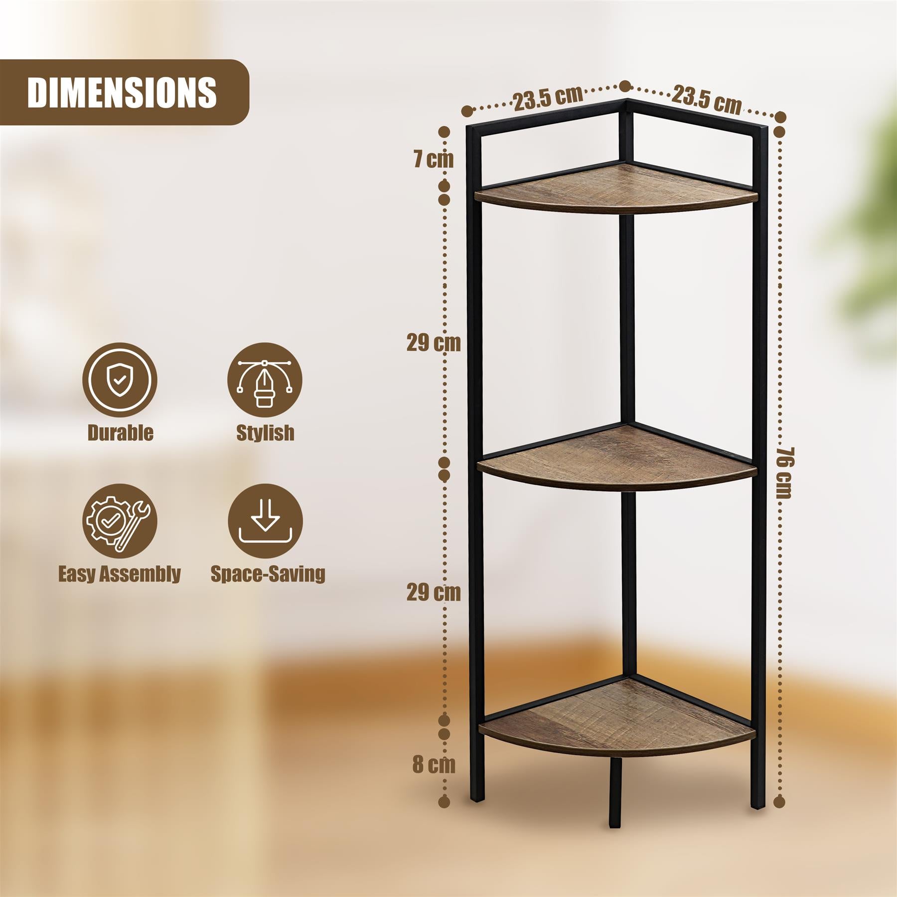 3 Tier Wooden Corner Shelf by GEEZY - The Magic Toy Shop