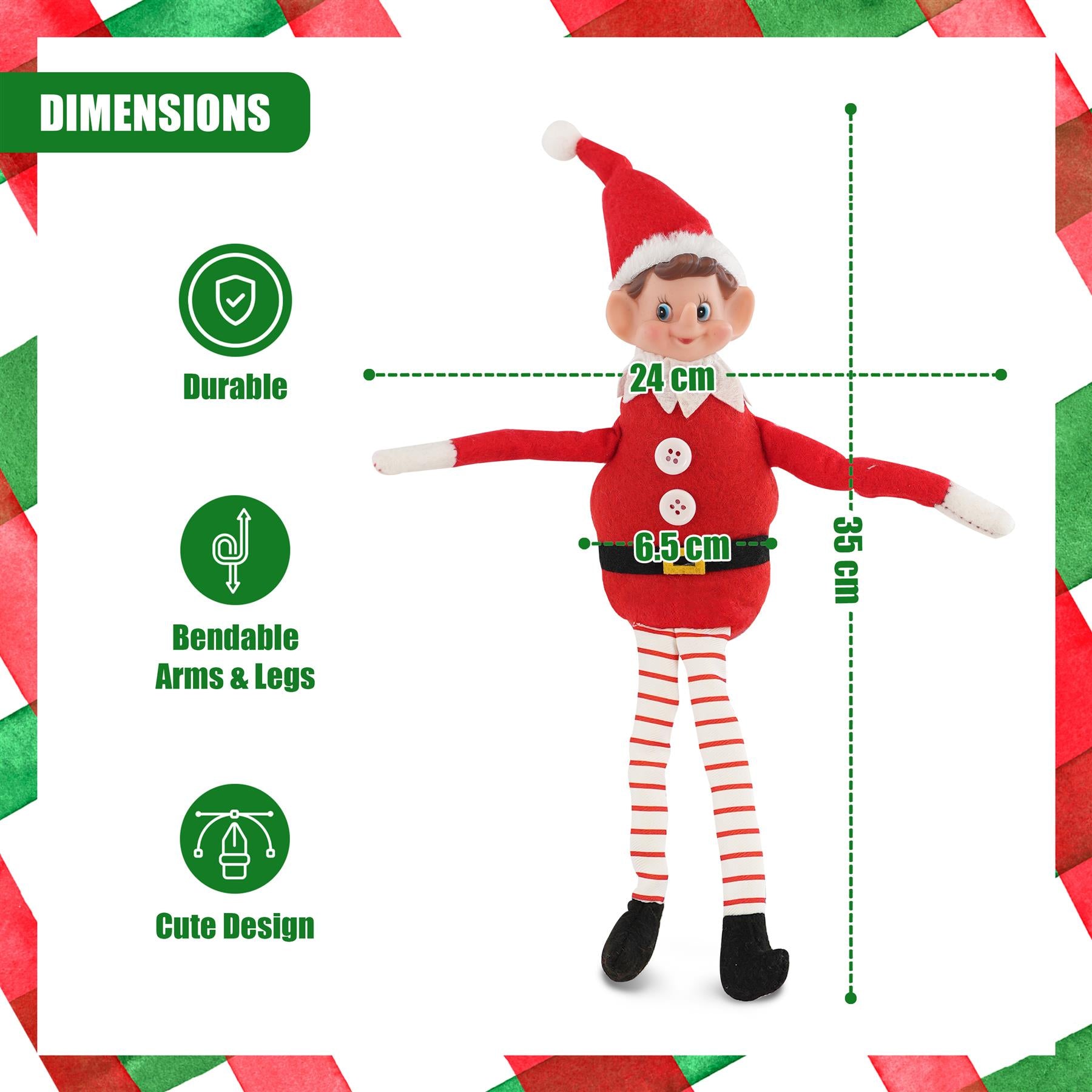 Christmas Elf Plush Toy 35cm by The Magic Toy Shop - The Magic Toy Shop