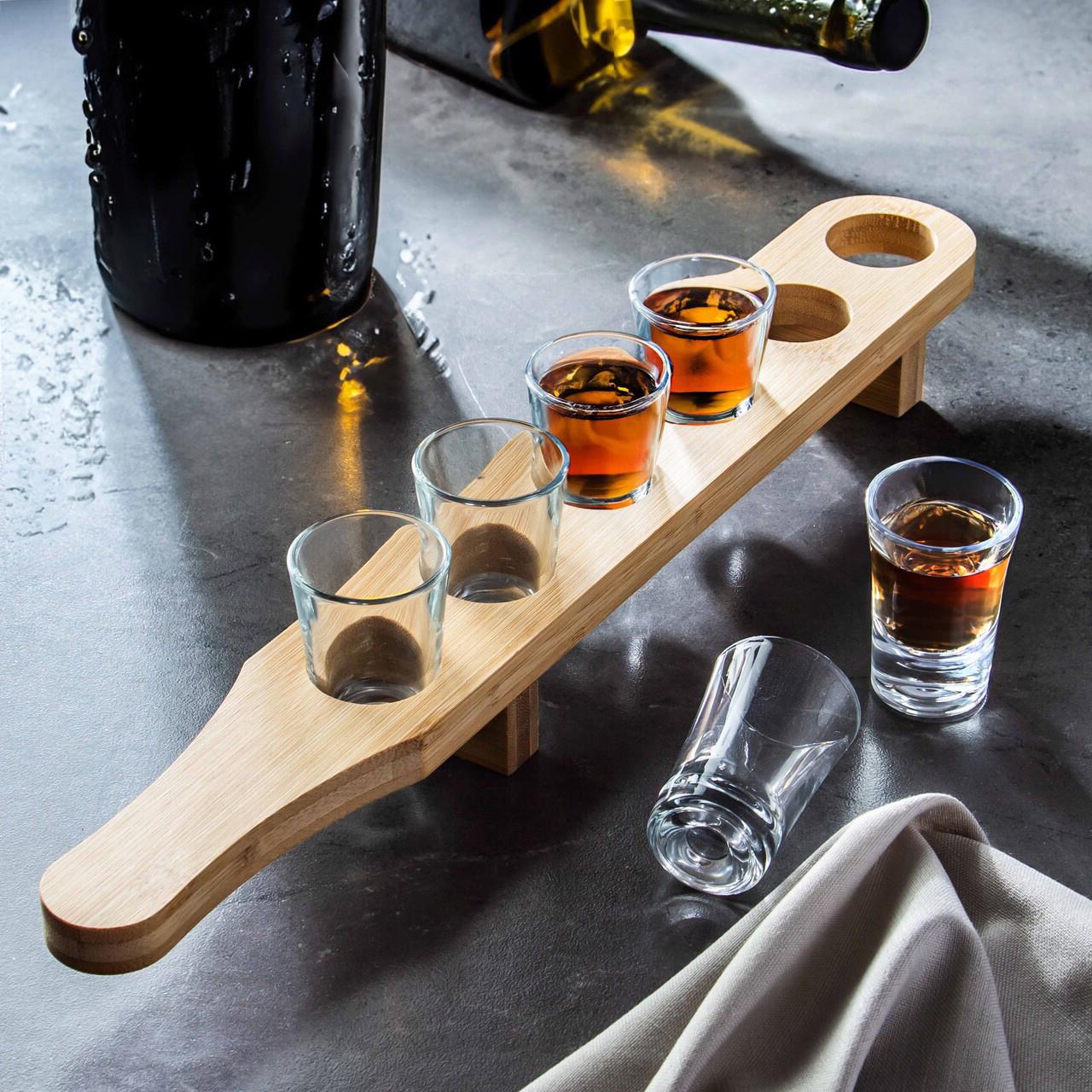 Set of 6 Shot Glasses with Wooden Holder - 40ml by GEEZY - The Magic Toy Shop