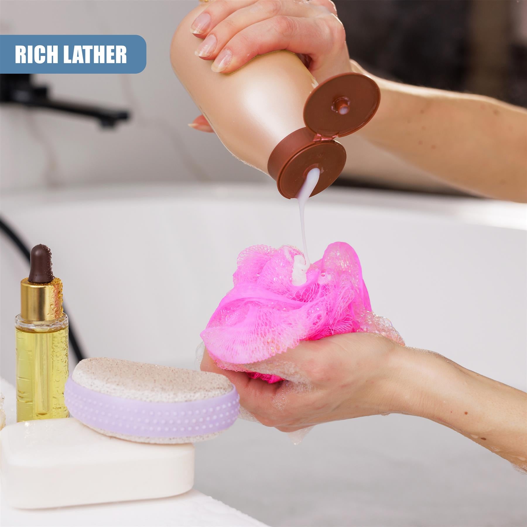 Body Loofah Set of 5 with Mesh Storage Bag by GEEZY - The Magic Toy Shop