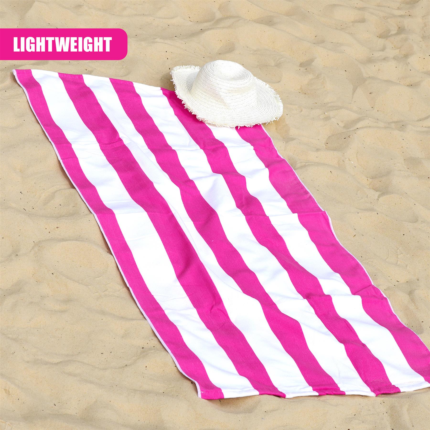 Beach Bath Towel Large Microfibre Pink Striped by GEEZY - The Magic Toy Shop