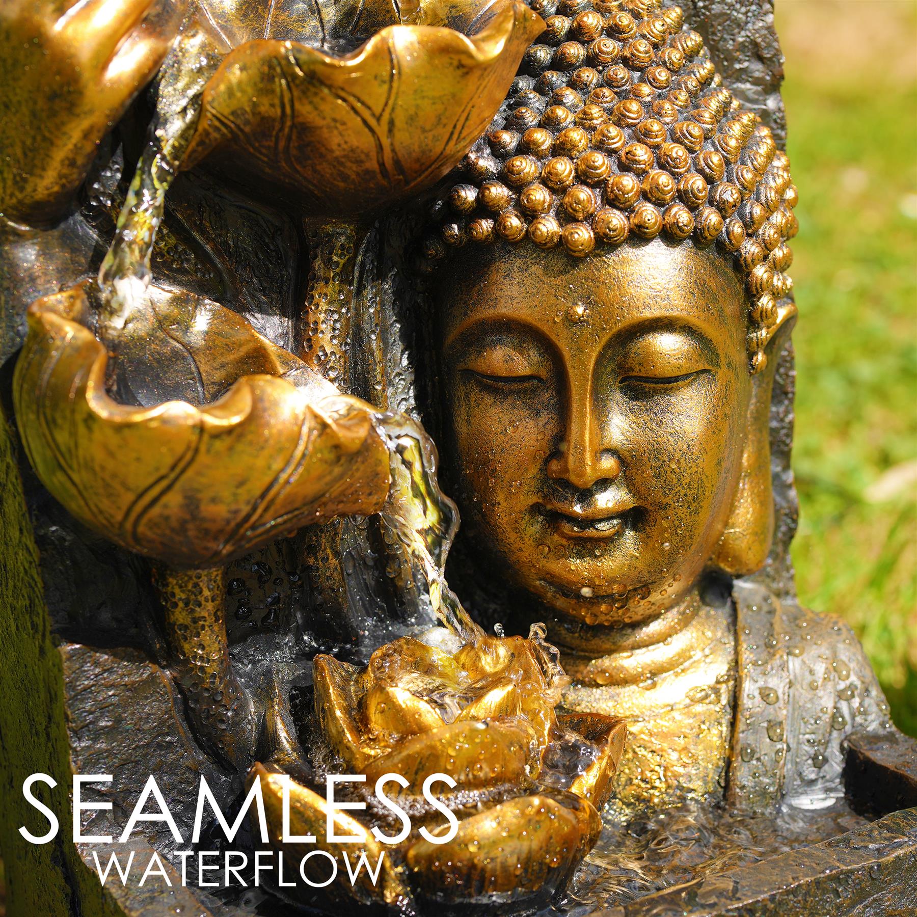 Buddha Head Solar Water Feature Outdoor With LED by GEEZY - The Magic Toy Shop