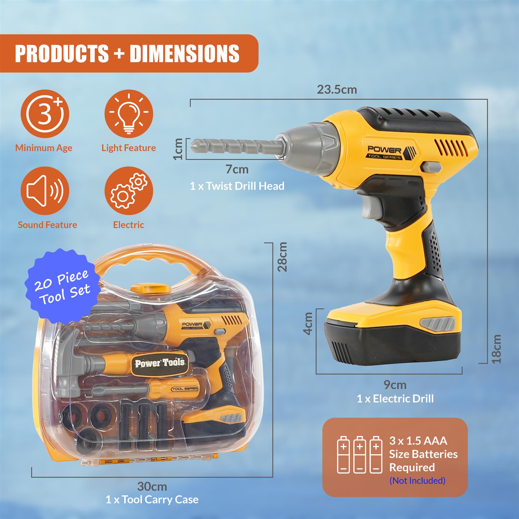 20 Piece Kids Tool Set with Carrying Case by The Magic Toy Shop - The Magic Toy Shop