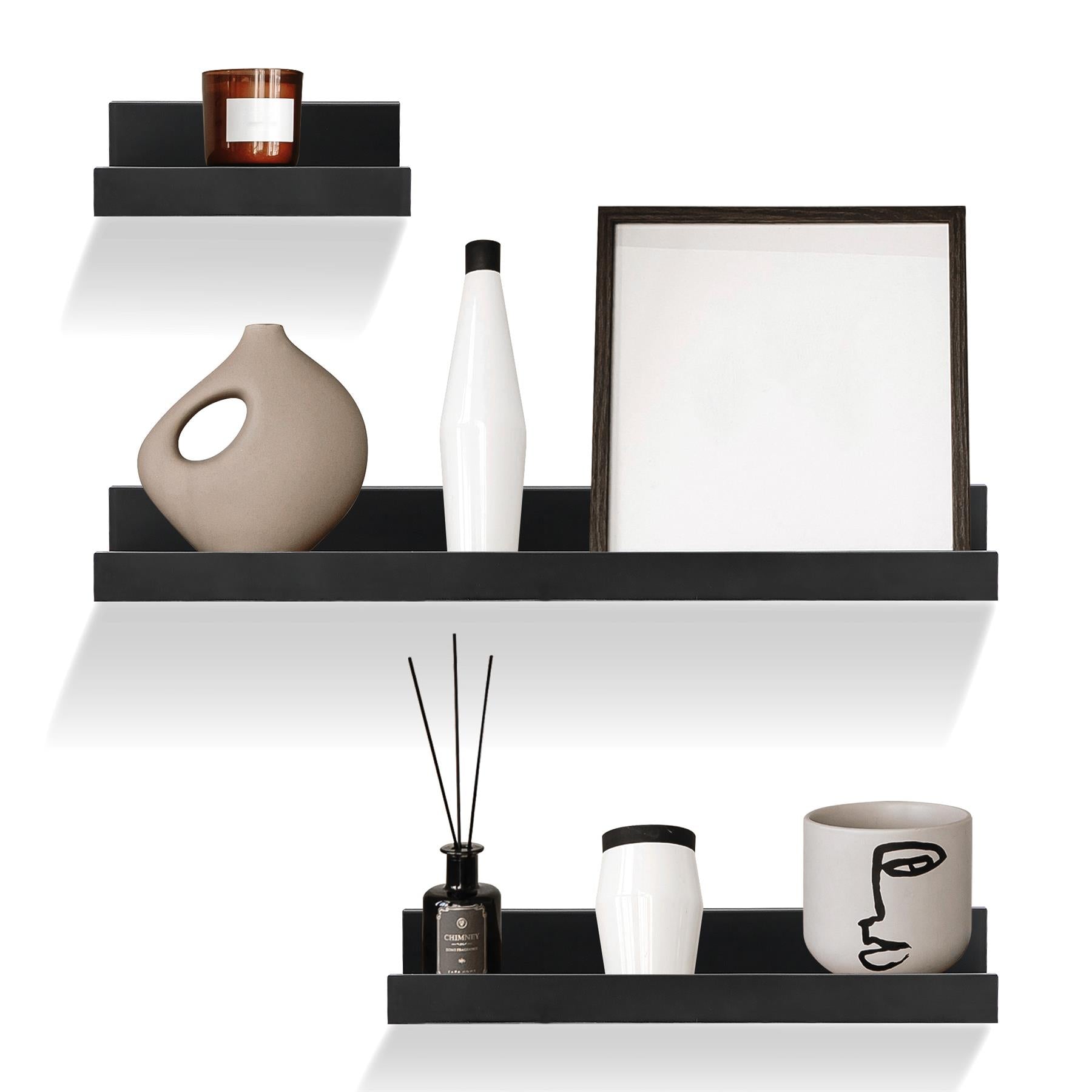 Wall Book Hanging Black Shelf Set of 3 by GEEZY - The Magic Toy Shop