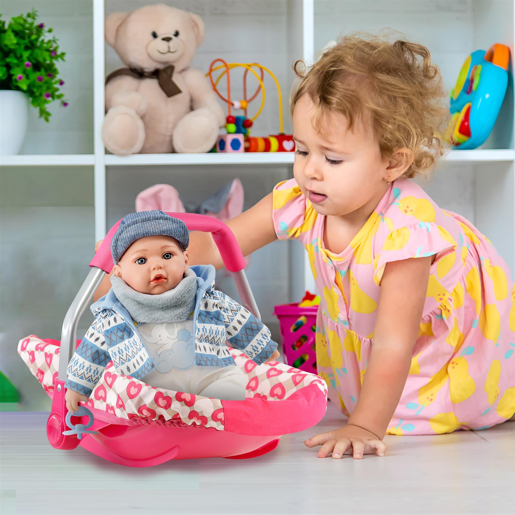 Baby Doll Pink Car Seat by BiBi Doll - The Magic Toy Shop