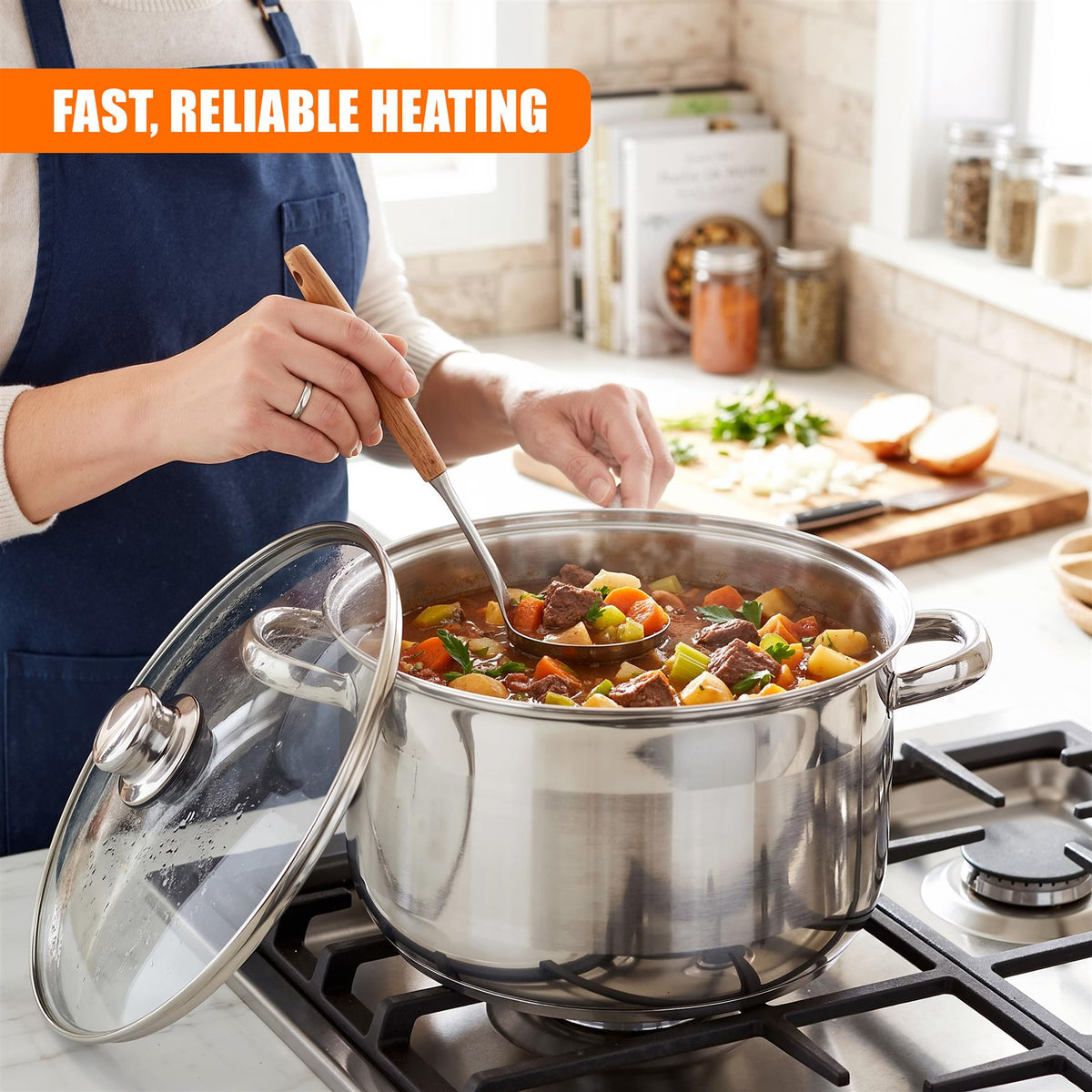 Stainless Steel Stock Pot with Lid - 16 L