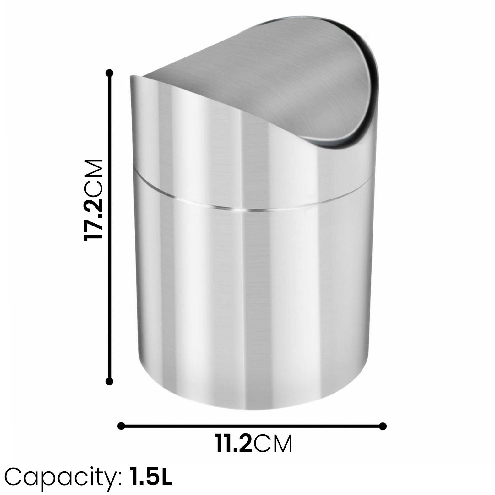 1.5 L Stainless Steel Mini Rubbish Bin by Geezy - The Magic Toy Shop