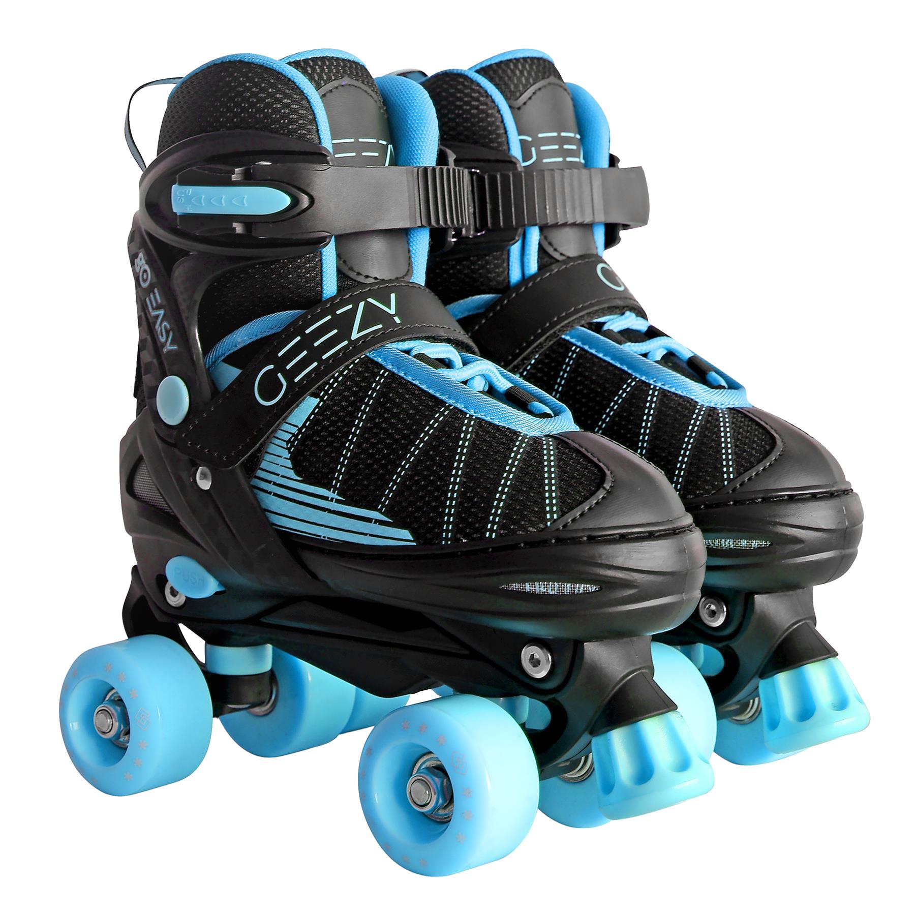 Adjustable Black & Blue Quad Roller Skates for Kids by The Magic Toy Shop - The Magic Toy Shop
