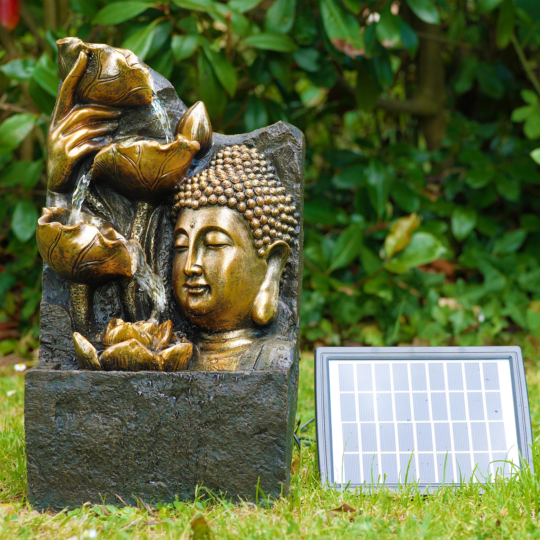 Buddha Head Solar Water Feature Outdoor With LED by GEEZY - The Magic Toy Shop