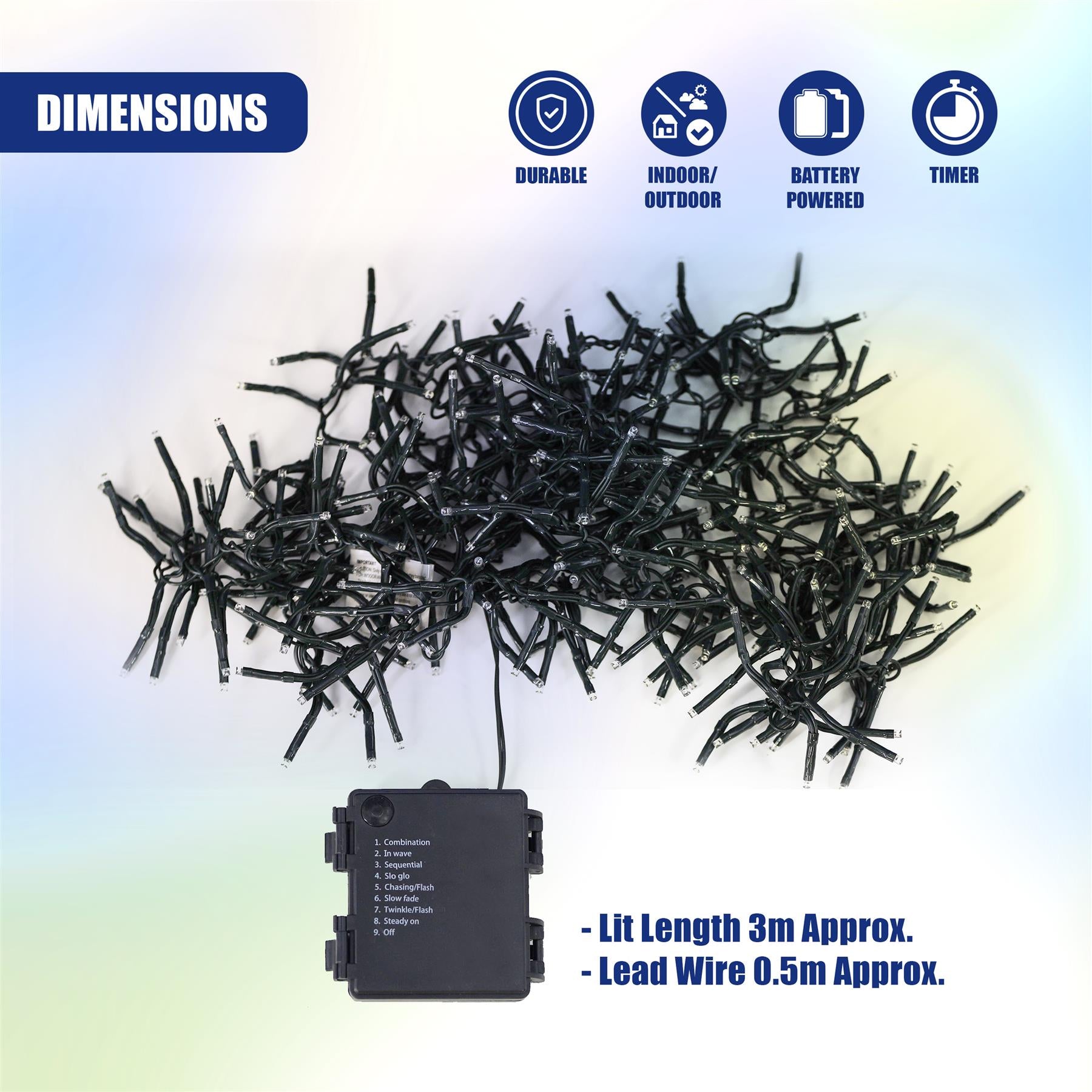 300 LED Cluster Christmas Lights - Blue & White by GEEZY - The Magic Toy Shop