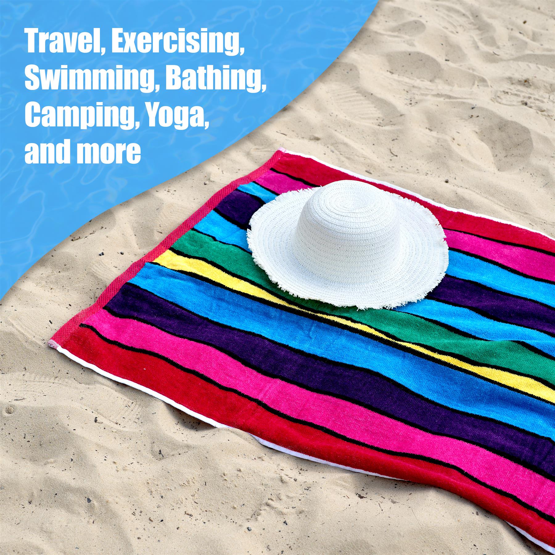 Large Velour Striped Beach Towel (Crimson Skyline) by Geezy - The Magic Toy Shop