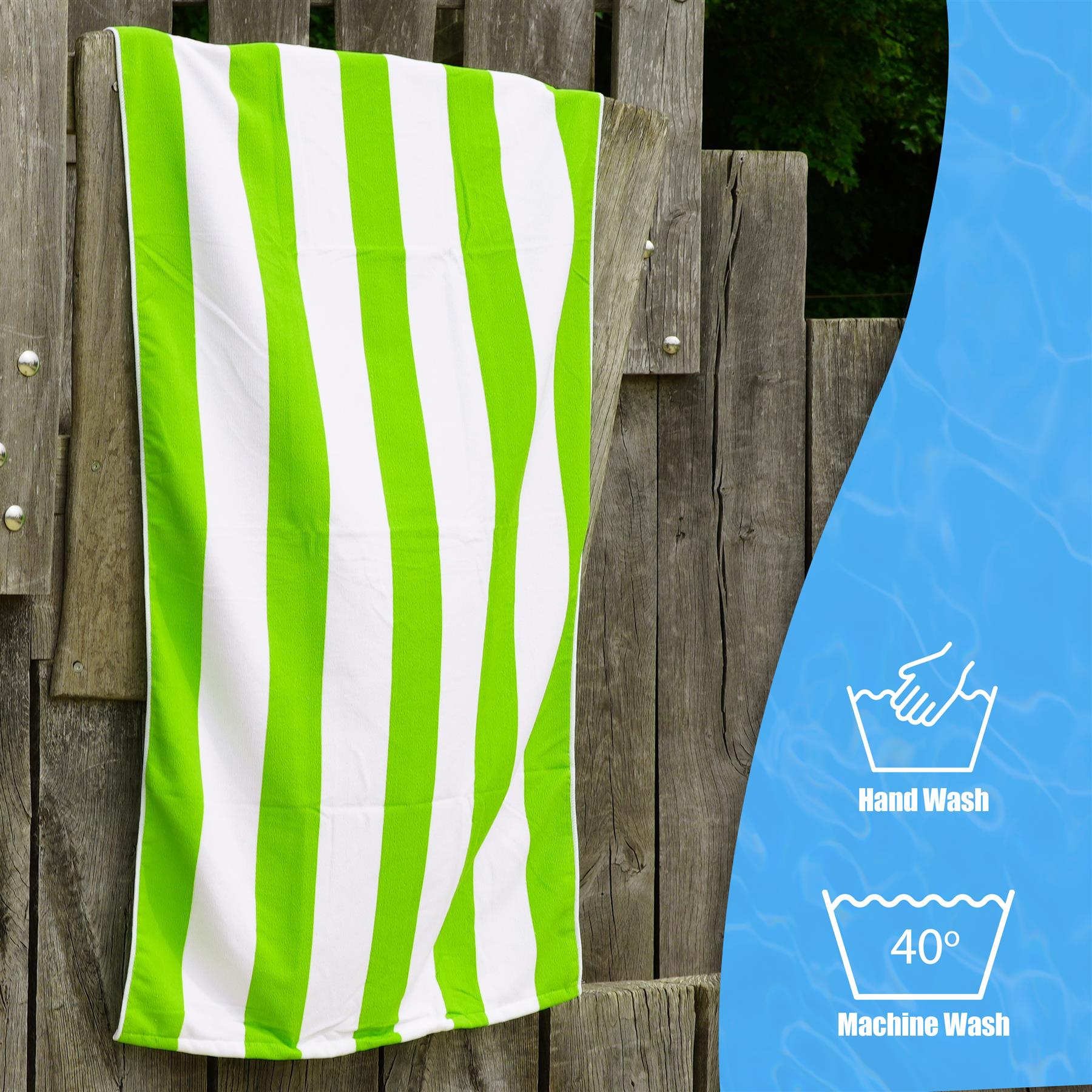 Beach Bath Towel Large Microfibre Green Striped by GEEZY - The Magic Toy Shop