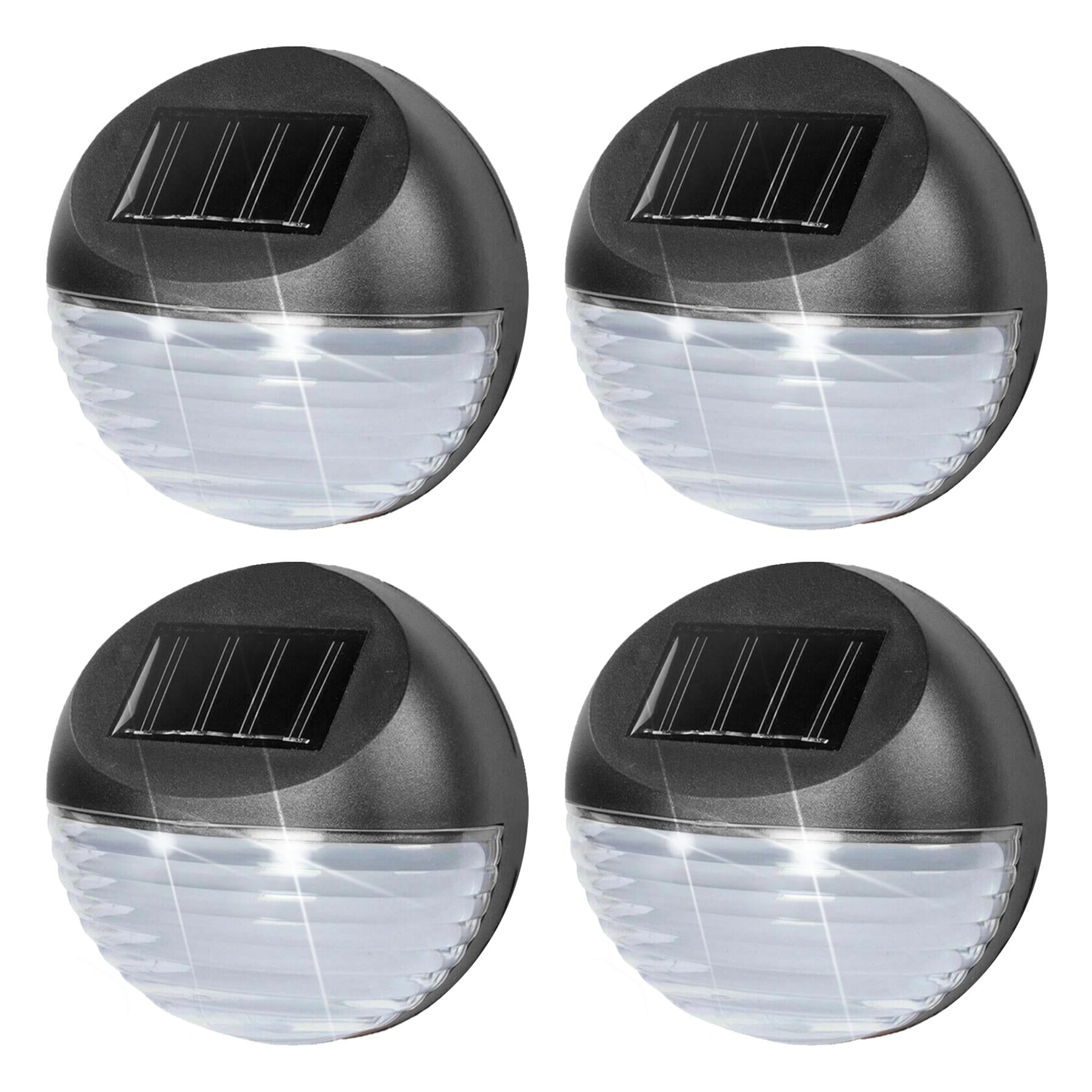 Solar Fence Lights, Set of 4 – Cold White LED, Black