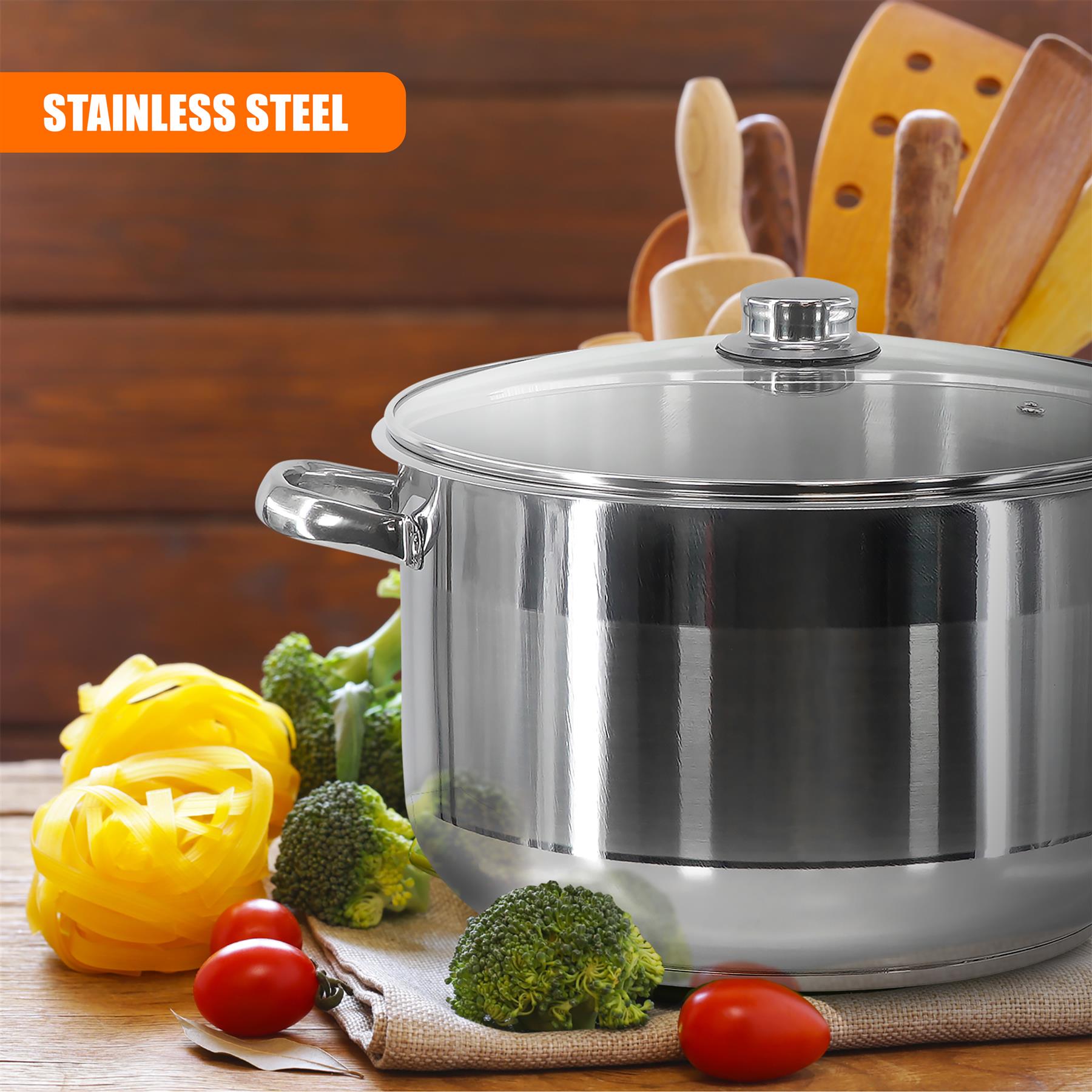 Stainless Steel Stock Pot with Lid - 17.5 L