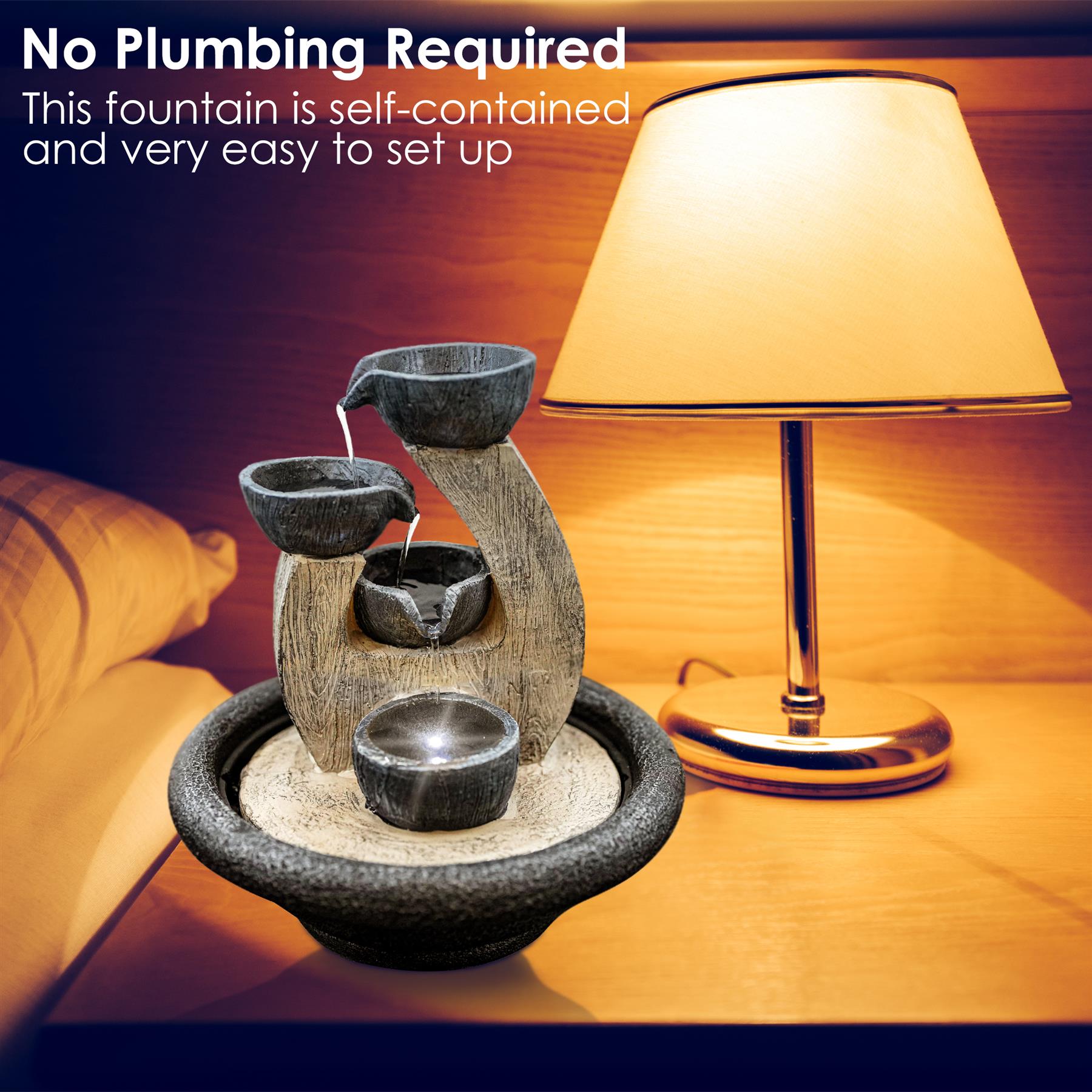 4 Bowls Water Feature Indoor With LED by GEEZY - The Magic Toy Shop