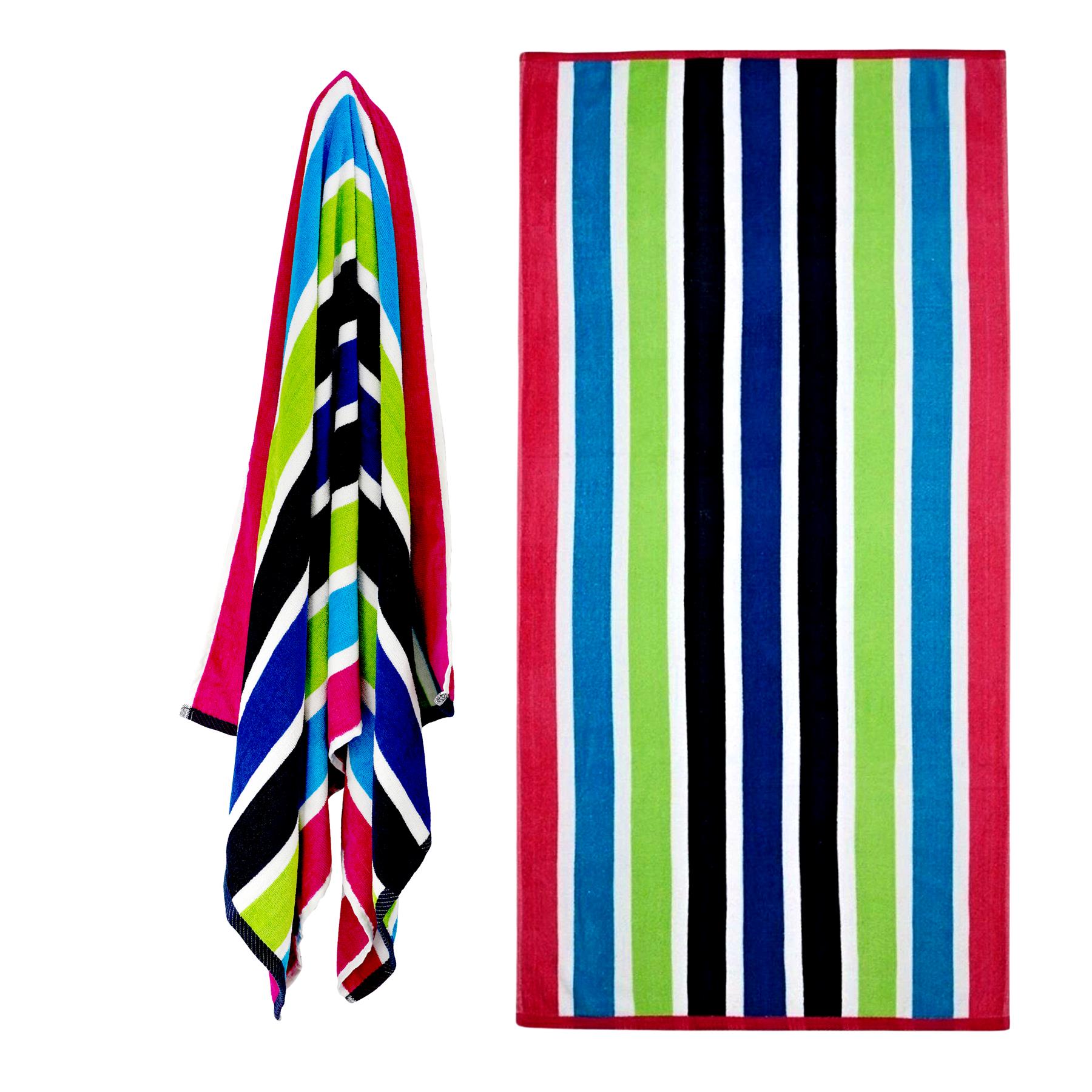 Large Velour Striped Beach Towel (Sanguine) by Geezy - The Magic Toy Shop