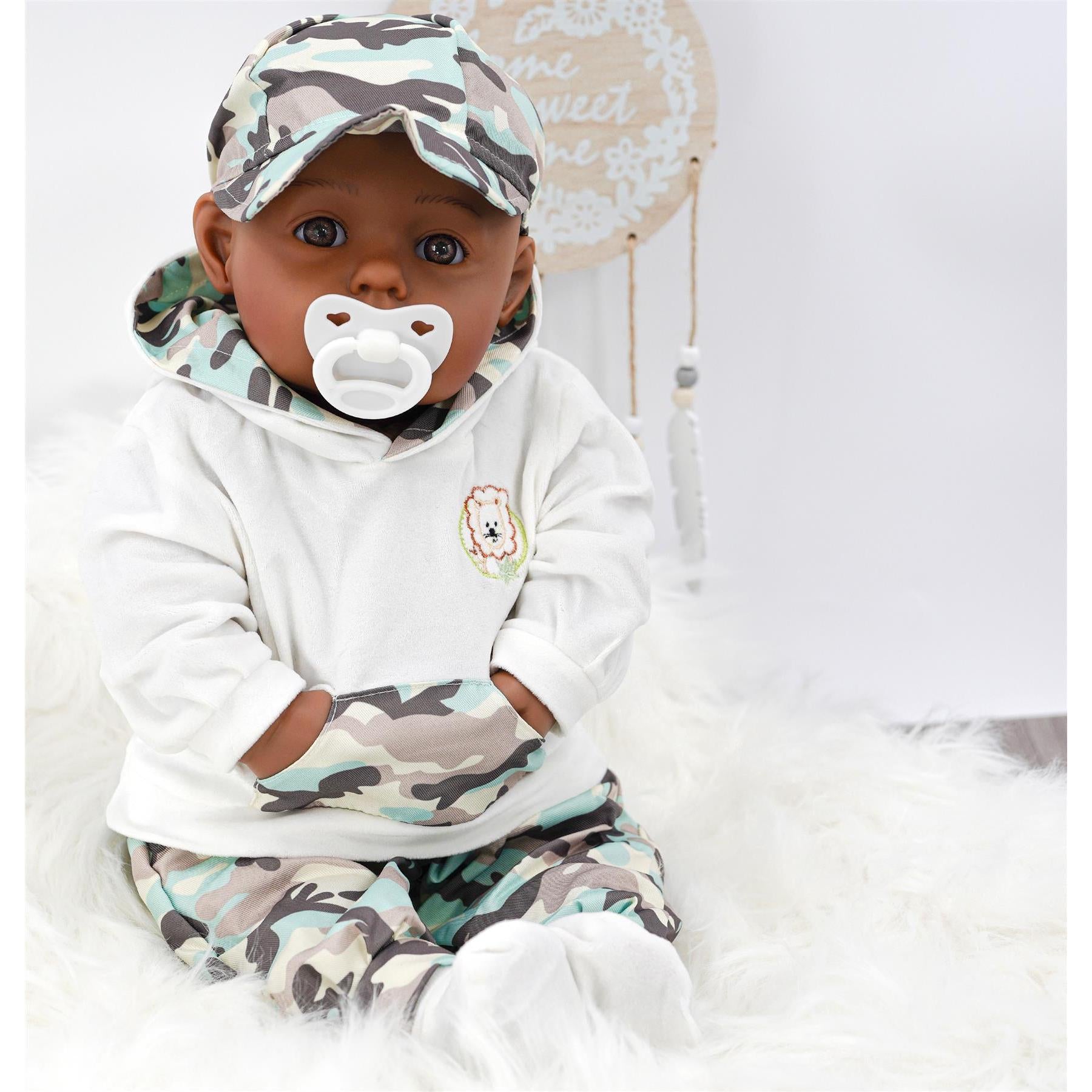 BiBi Black Baby Doll "Grean Pea" (Camo) (50 cm / 20") by BiBi Doll - The Magic Toy Shop