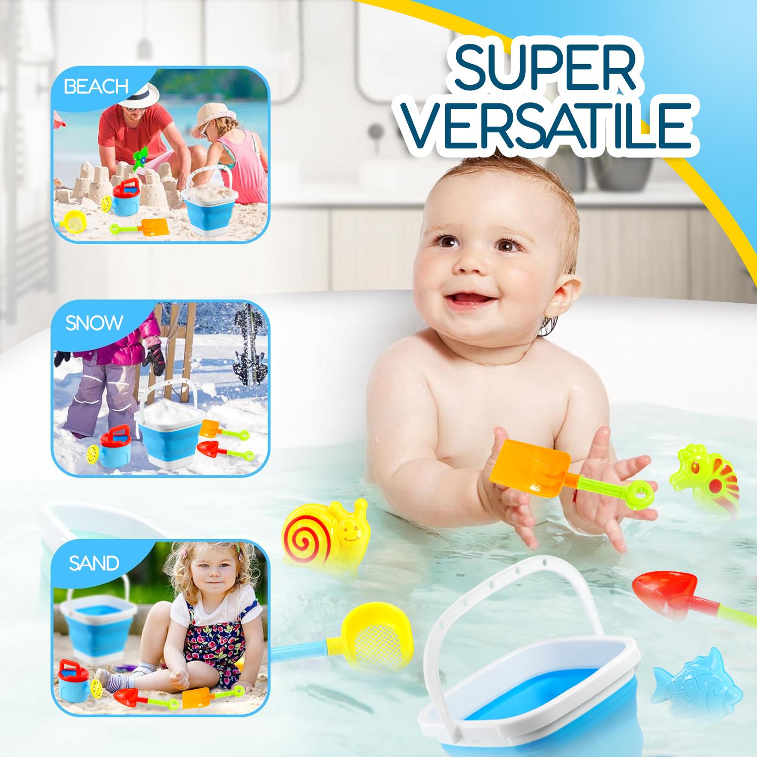 Beach Playset with Foldable Bucket Rake and Shovel by The Magic Toy Shop - The Magic Toy Shop