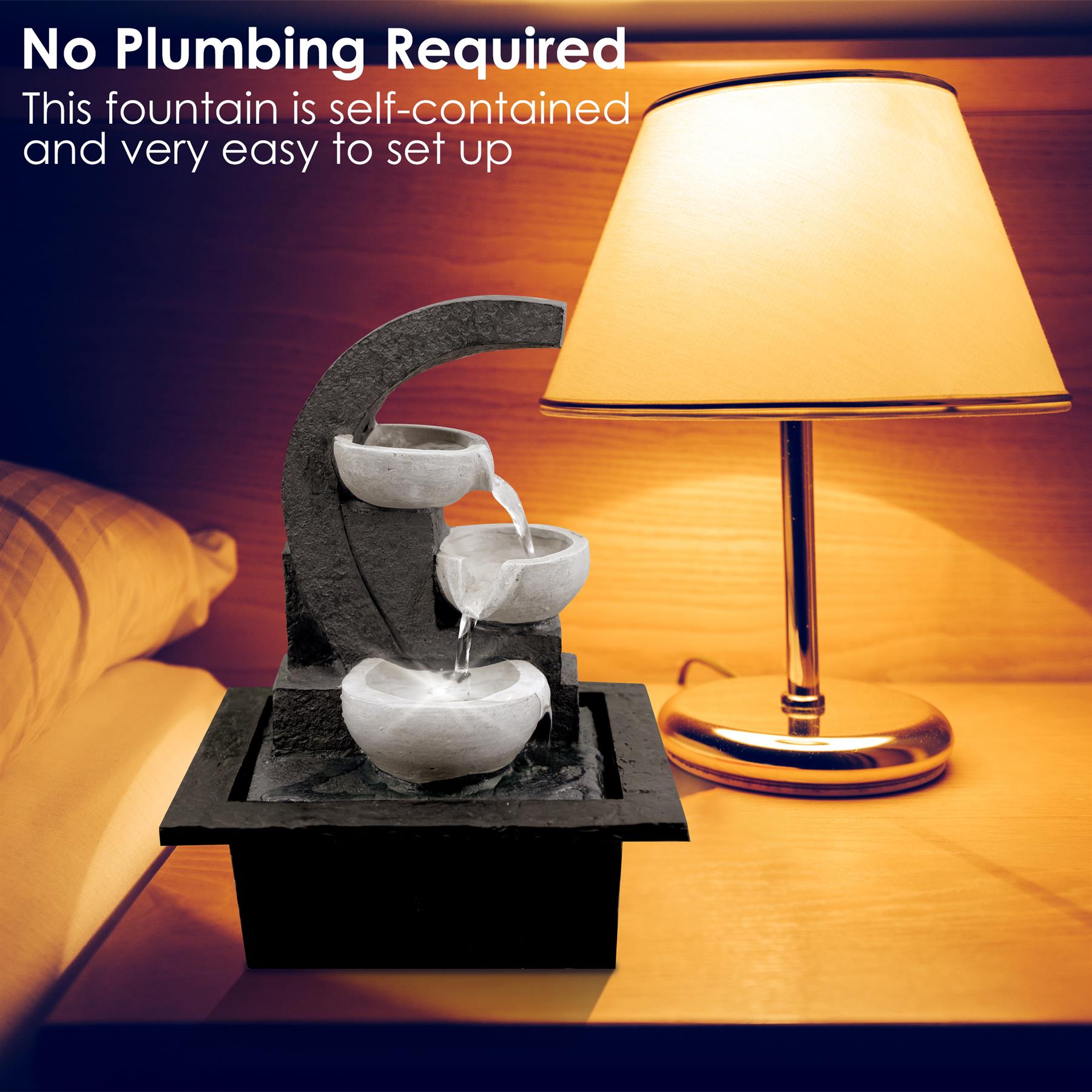 White Bowls Water Feature Indoor With LED by GEEZY - The Magic Toy Shop