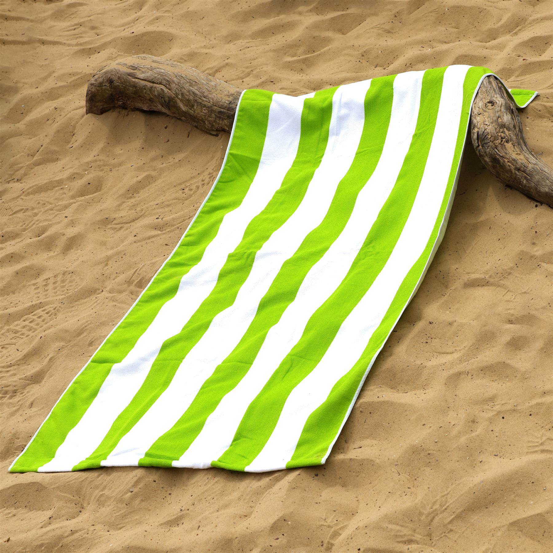Beach Bath Towel Large Microfibre Green Striped by GEEZY - The Magic Toy Shop