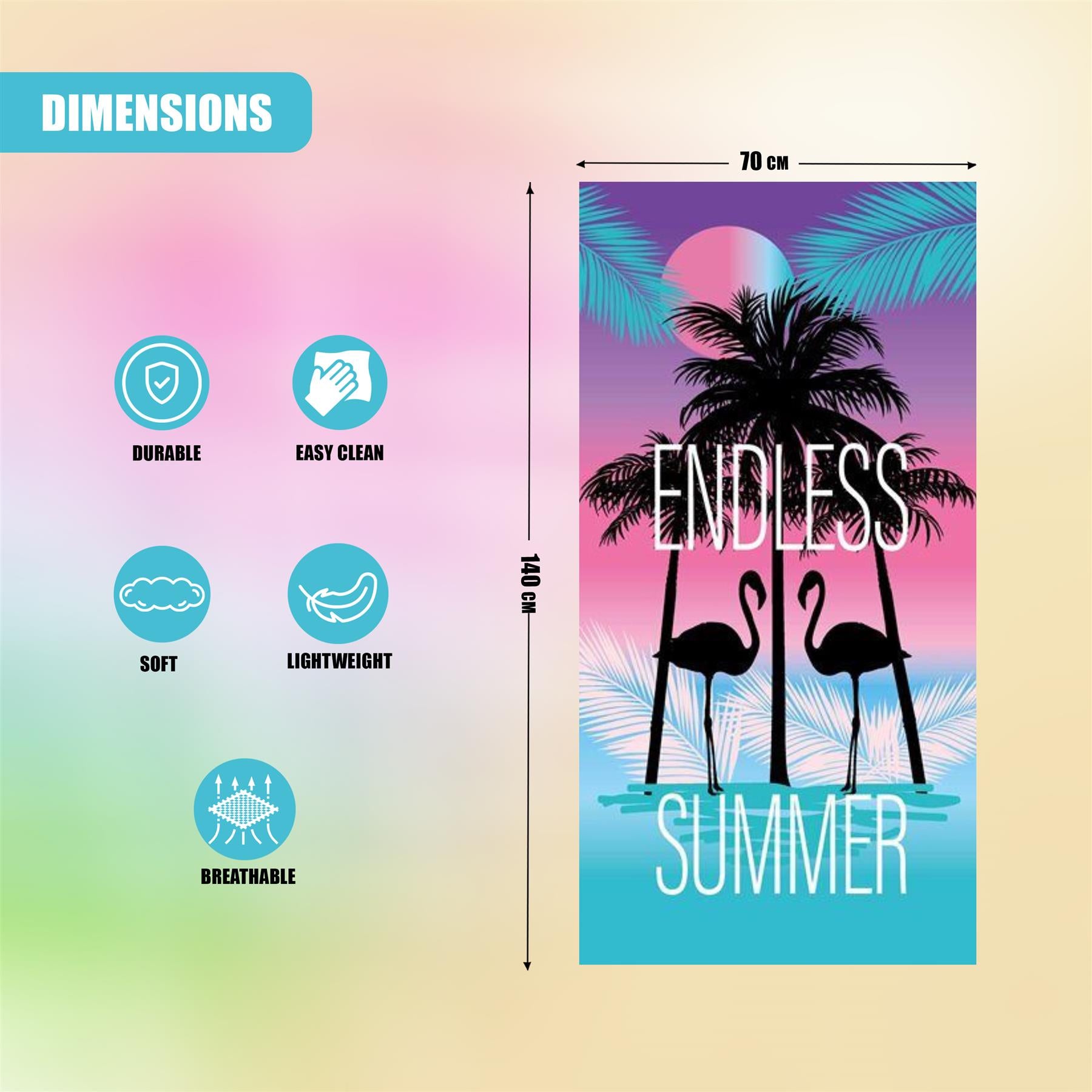 Beach Bath Towel Flamingo Design Microfibre Towel by GEEZY - The Magic Toy Shop