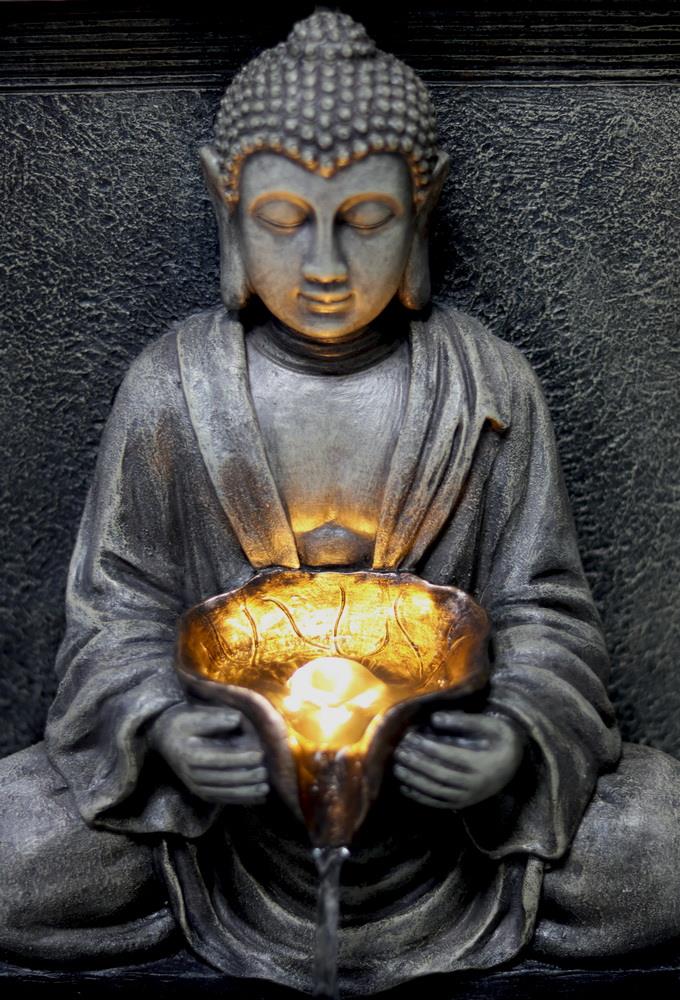 Solar Stone Buddha Fountain