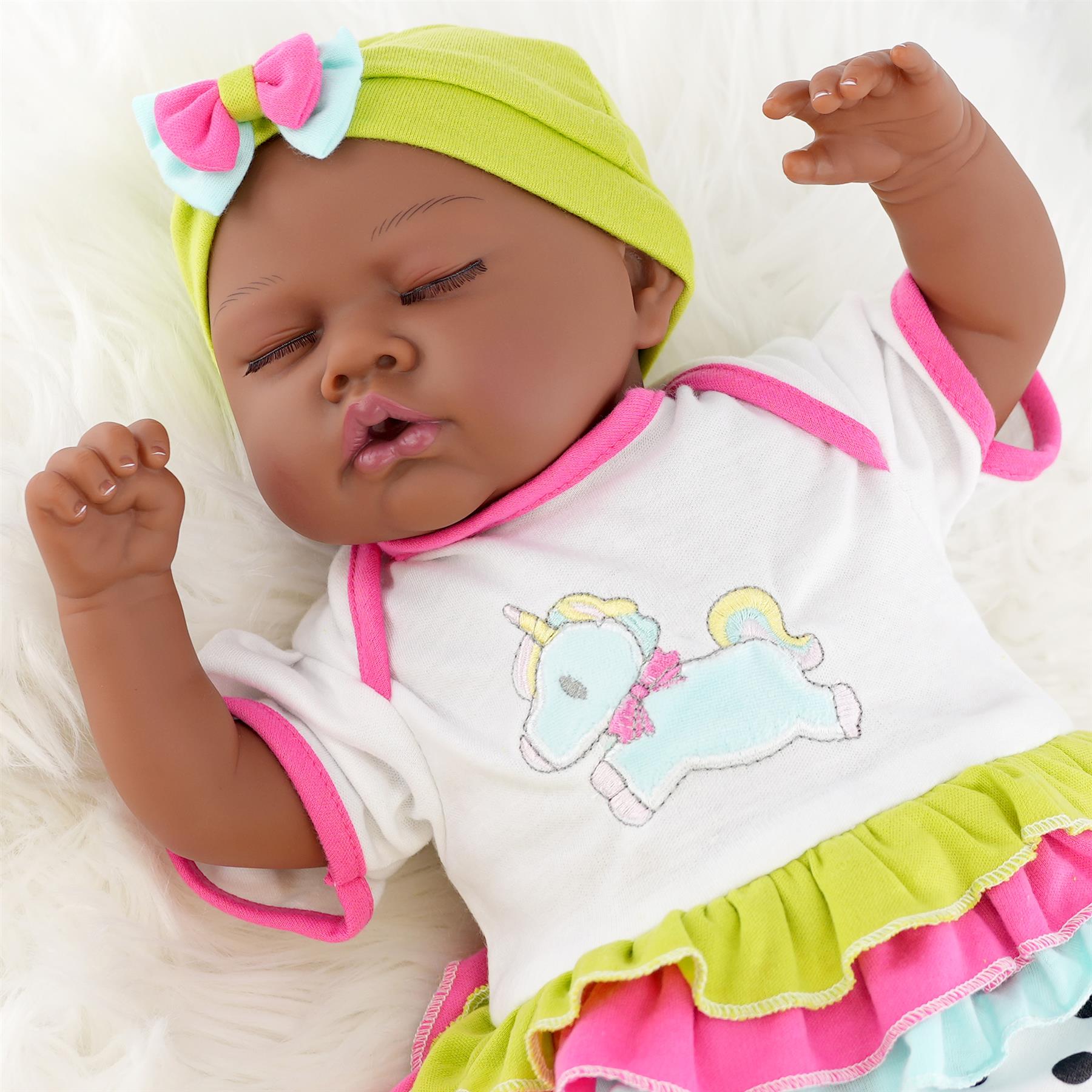 BiBi Black Doll Reborn Ethnic Sleeping Girl "Fay" (50 cm / 20") by BiBi Doll - The Magic Toy Shop