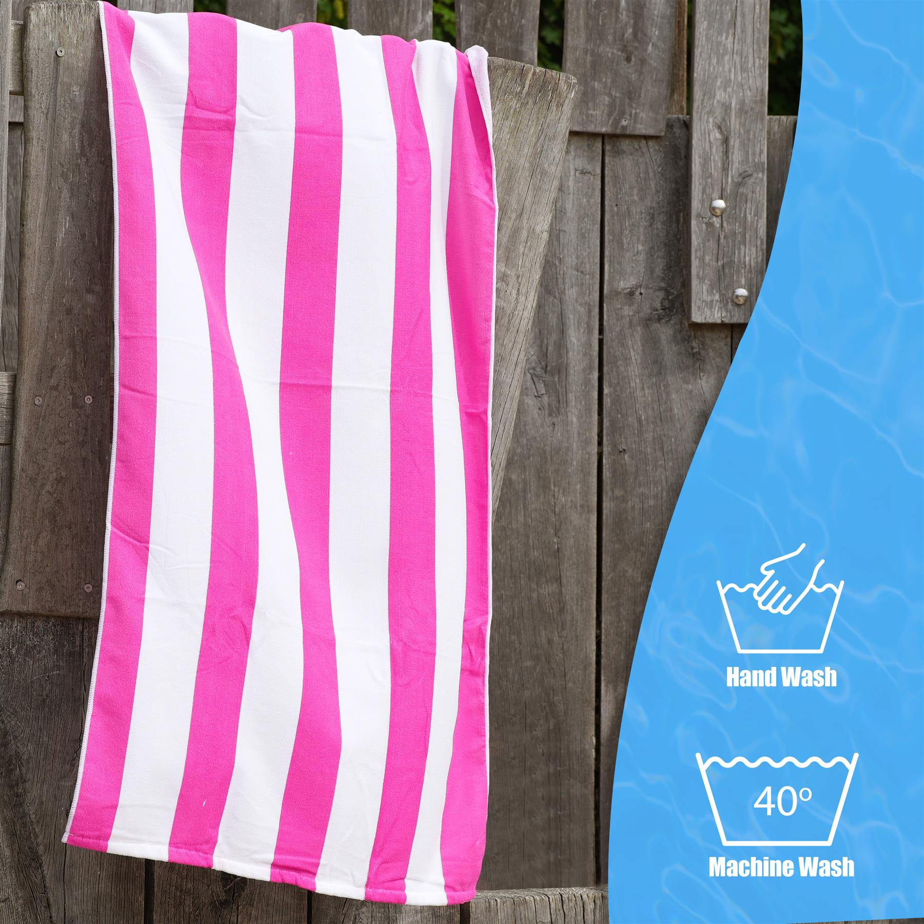 Beach Bath Towel Large Microfibre Pink Striped by GEEZY - The Magic Toy Shop