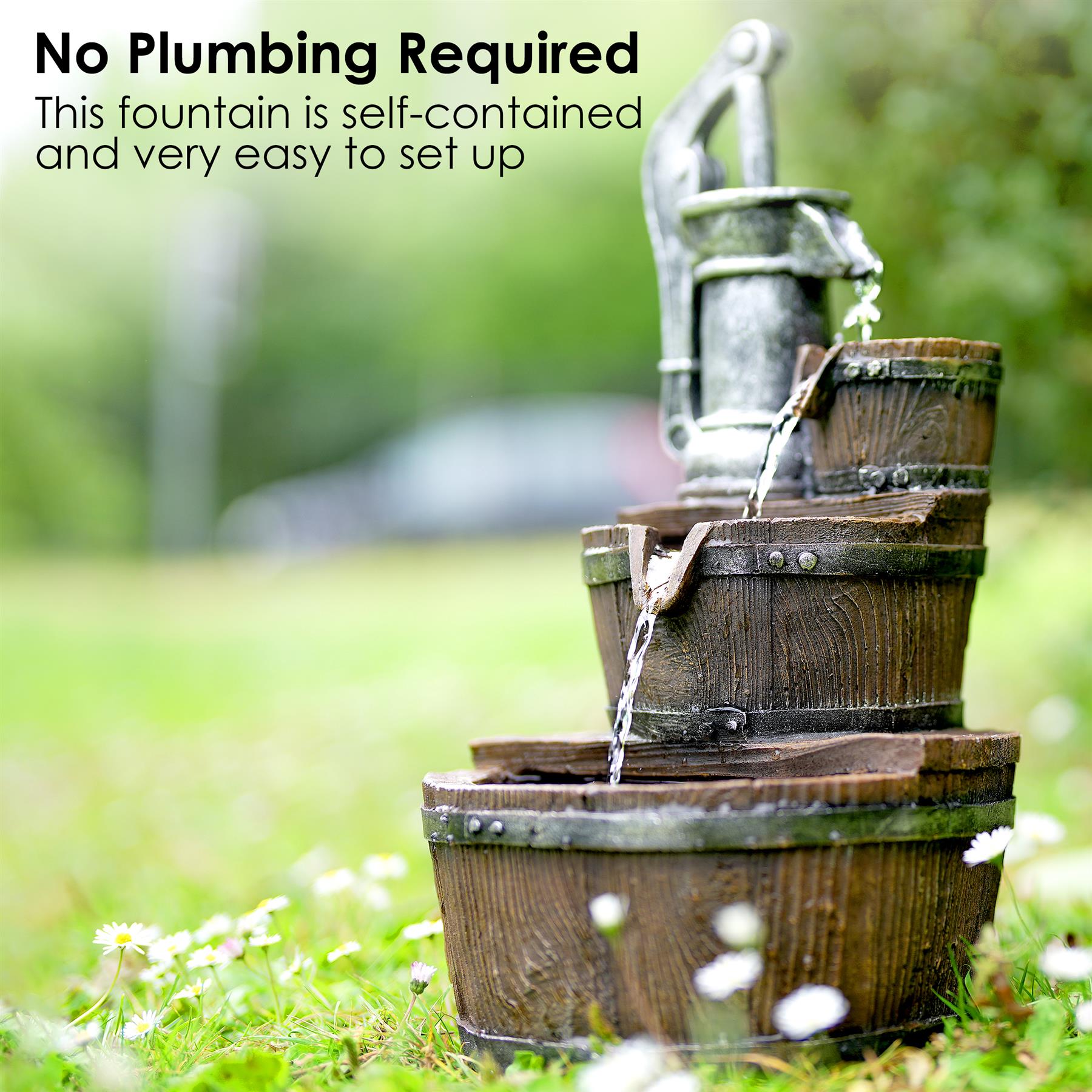 Pump Barrel Water Feature Outdoor With LED by GEEZY - The Magic Toy Shop