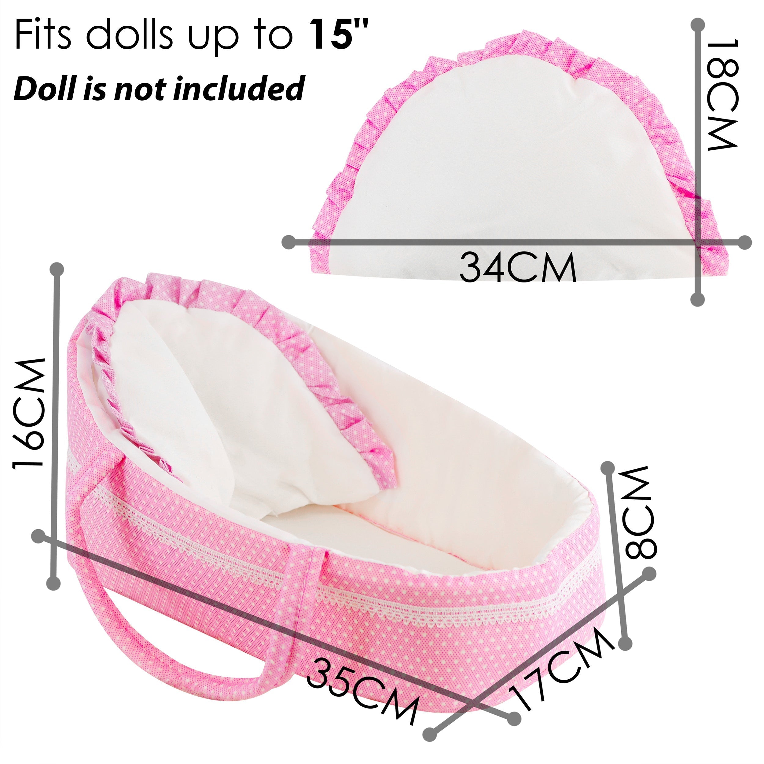 Pink Baby Dolls Carry Cot Bed by The Magic Toy Shop - The Magic Toy Shop