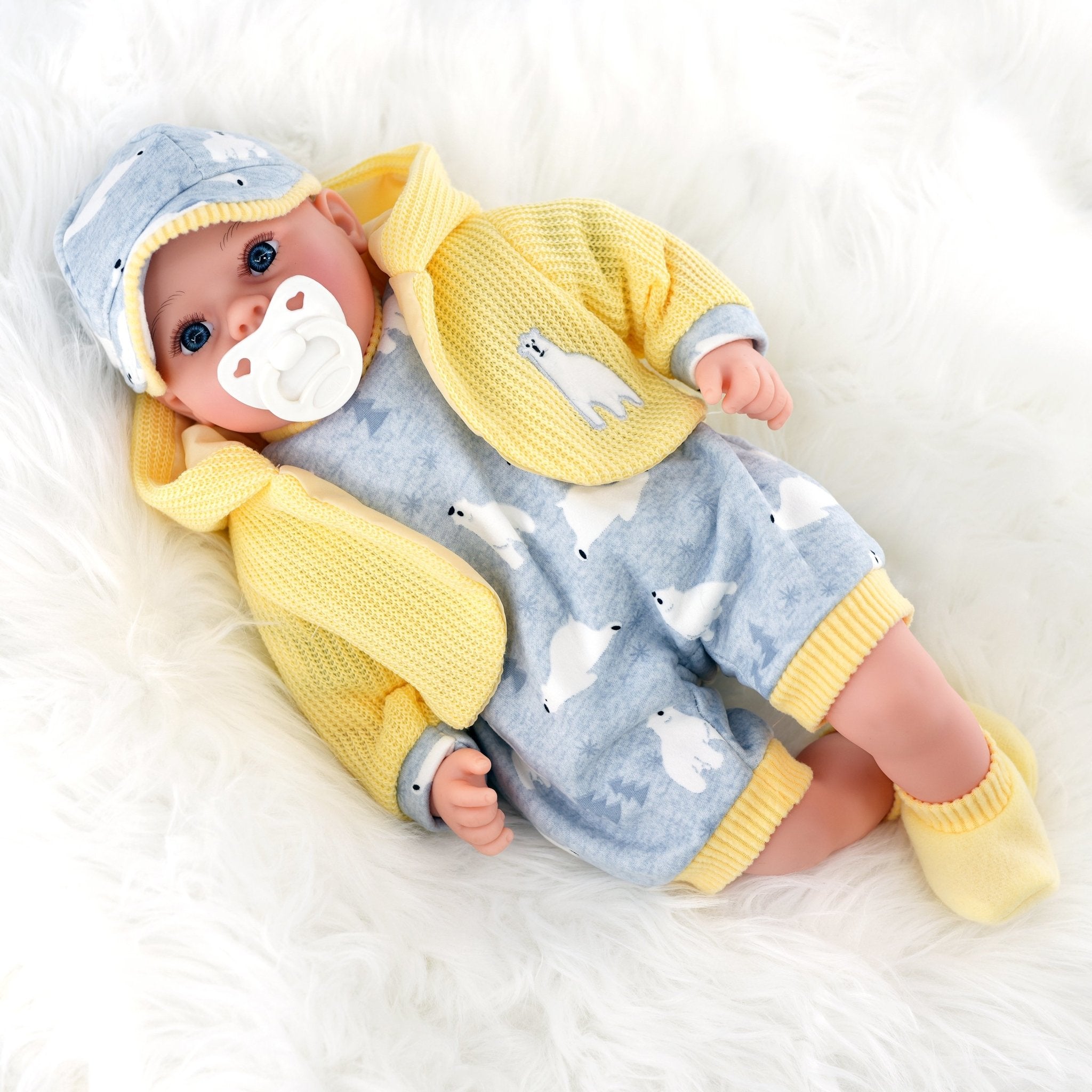 Baby Doll With Dummy & Sounds Yellow by BiBi Doll - The Magic Toy Shop