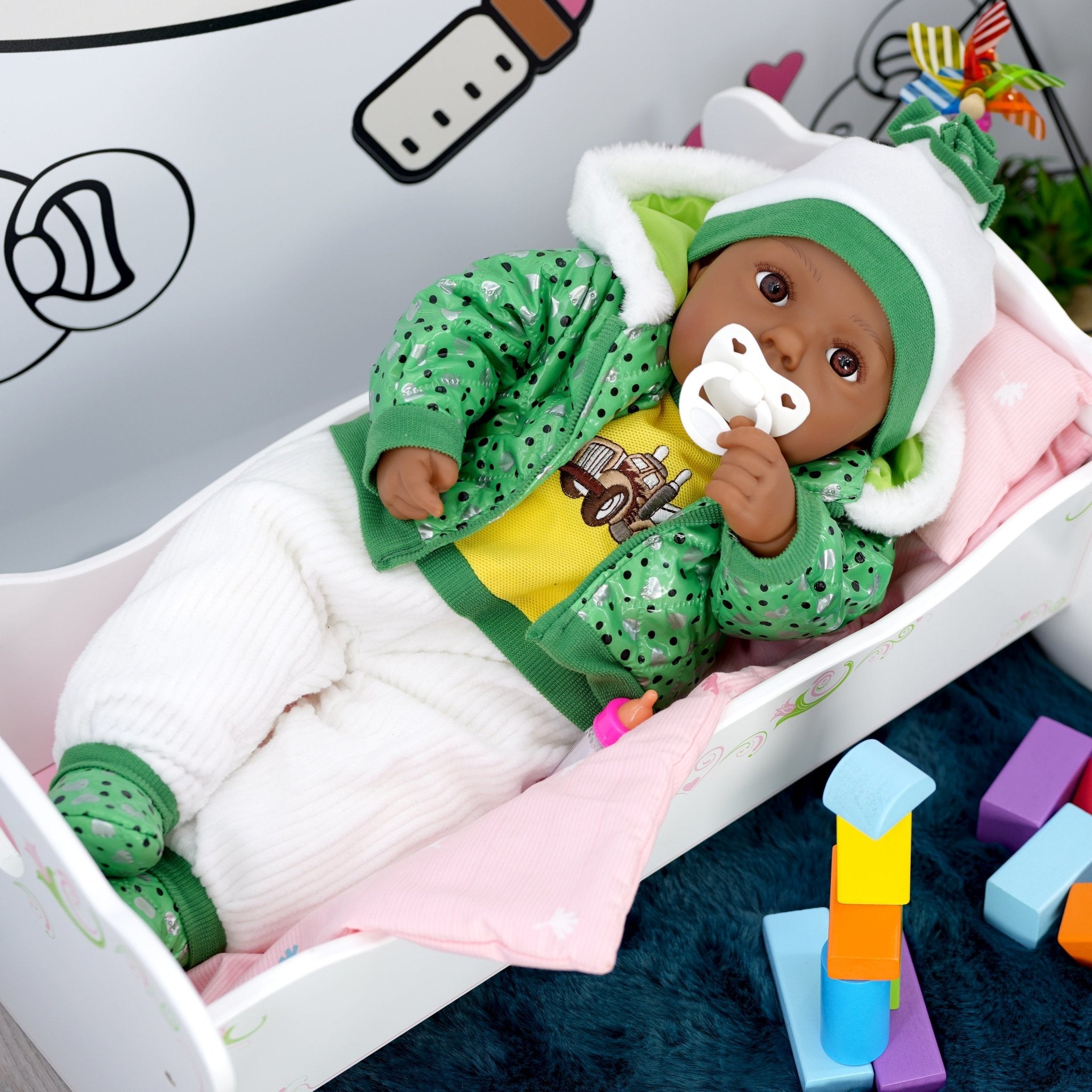 BiBi Black Baby Doll "Grean Pea" (50 cm / 20") by BiBi Doll - The Magic Toy Shop