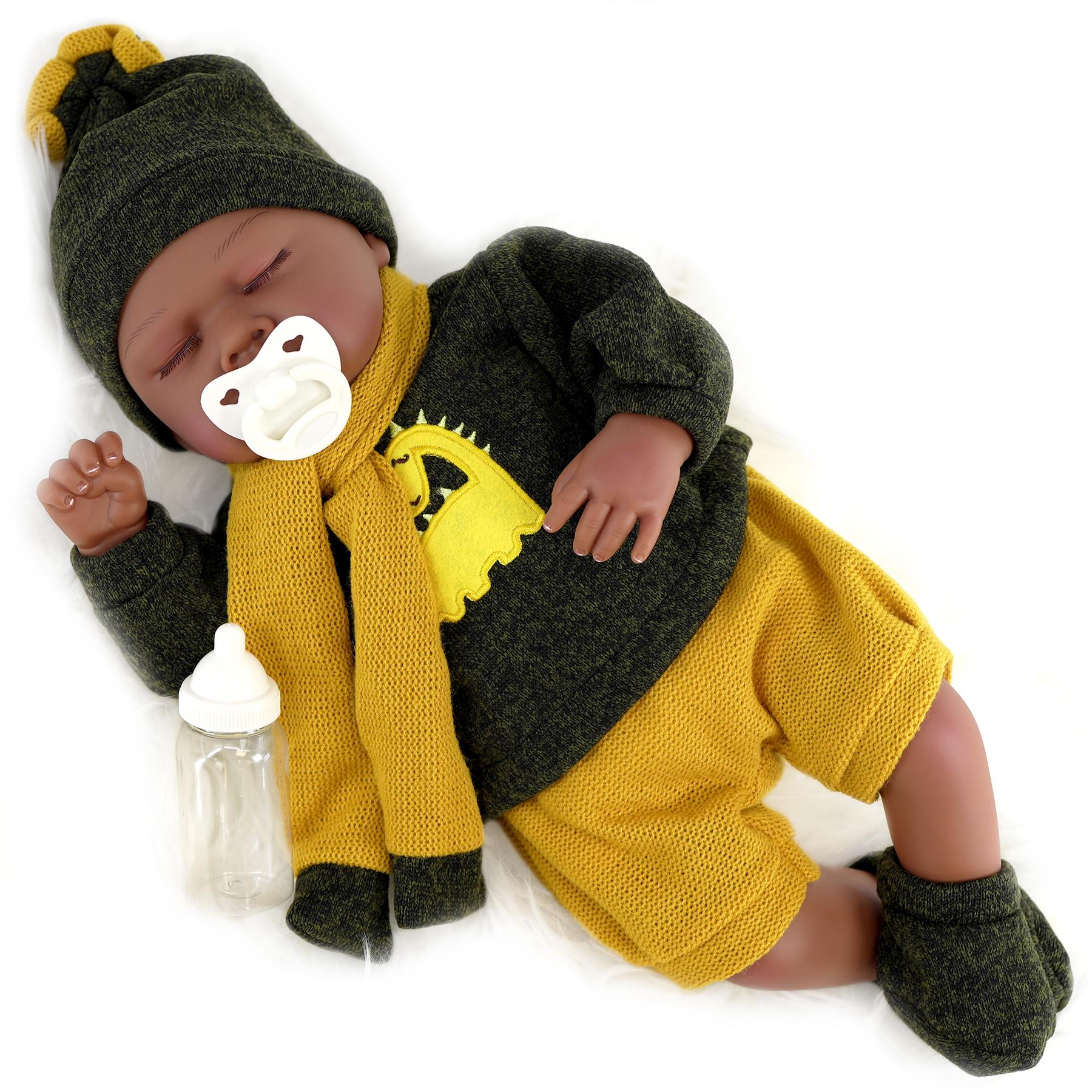 BiBi Doll Baby Doll BiBi Black Doll Reborn Ethnic Sleeping Boy "Glorio" (50 cm / 20")