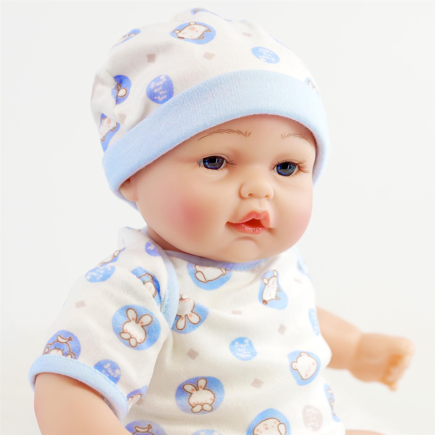 BiBi Doll Baby Doll Lifelike Reborn Baby Boy Doll with Open Eyes 17"