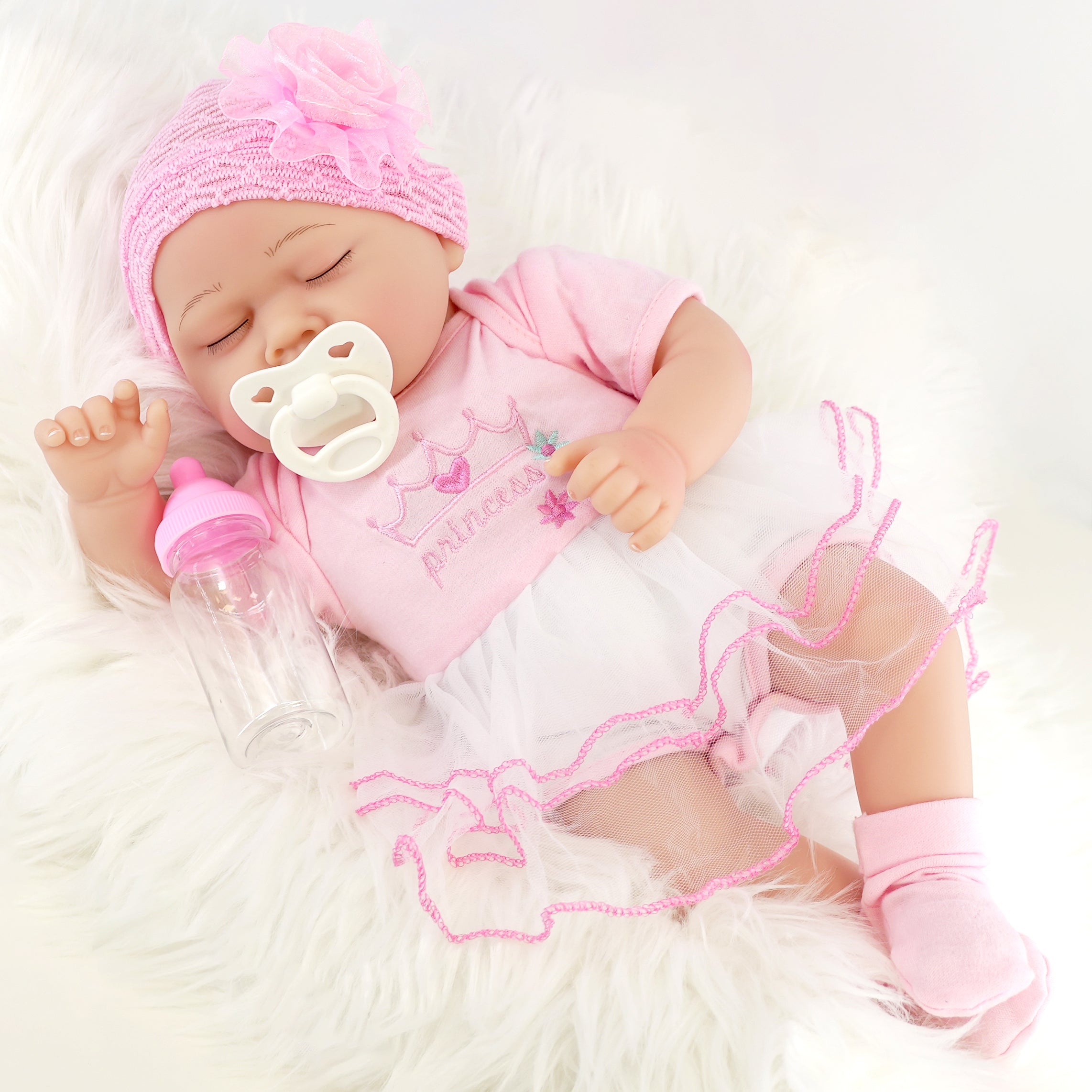 BiBi Doll Baby Doll Lifelike Reborn Baby Sleeping Girl Doll 17"