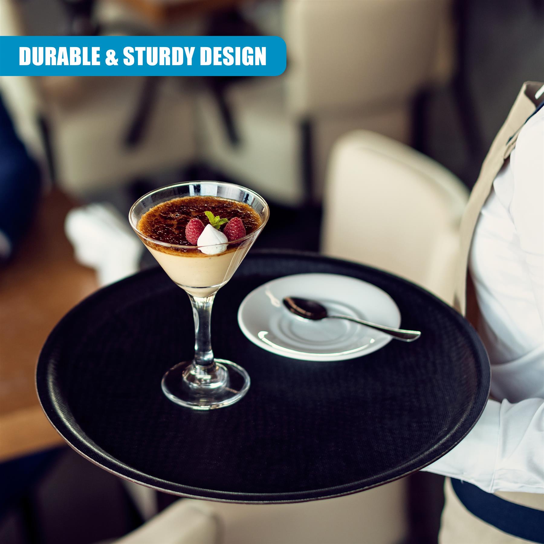 Non-Slip Black Textured Serving Tray