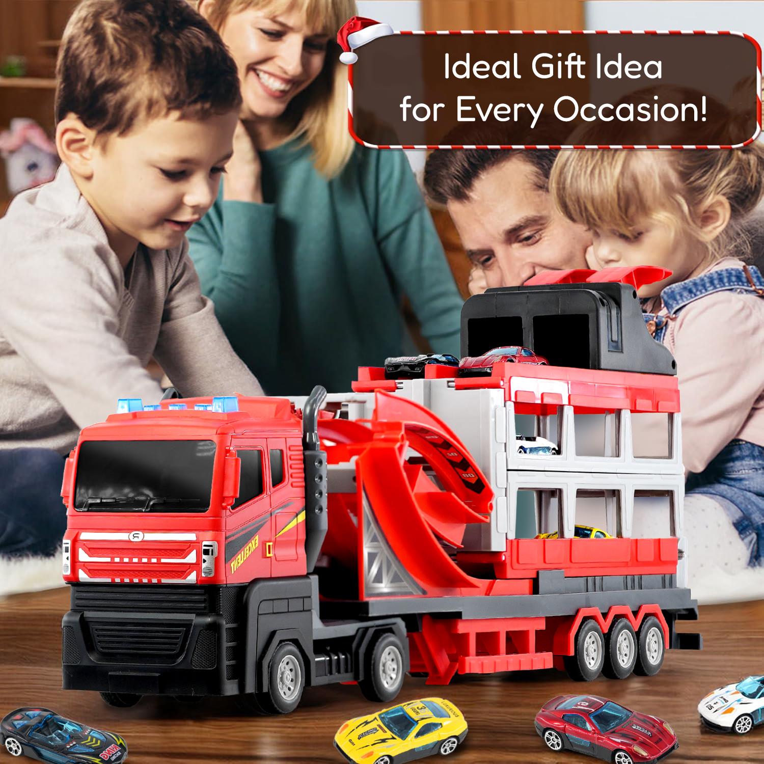 Transport Catapult Truck With Folding Race Track & 4 Cars by The Magic Toy Shop - The Magic Toy Shop