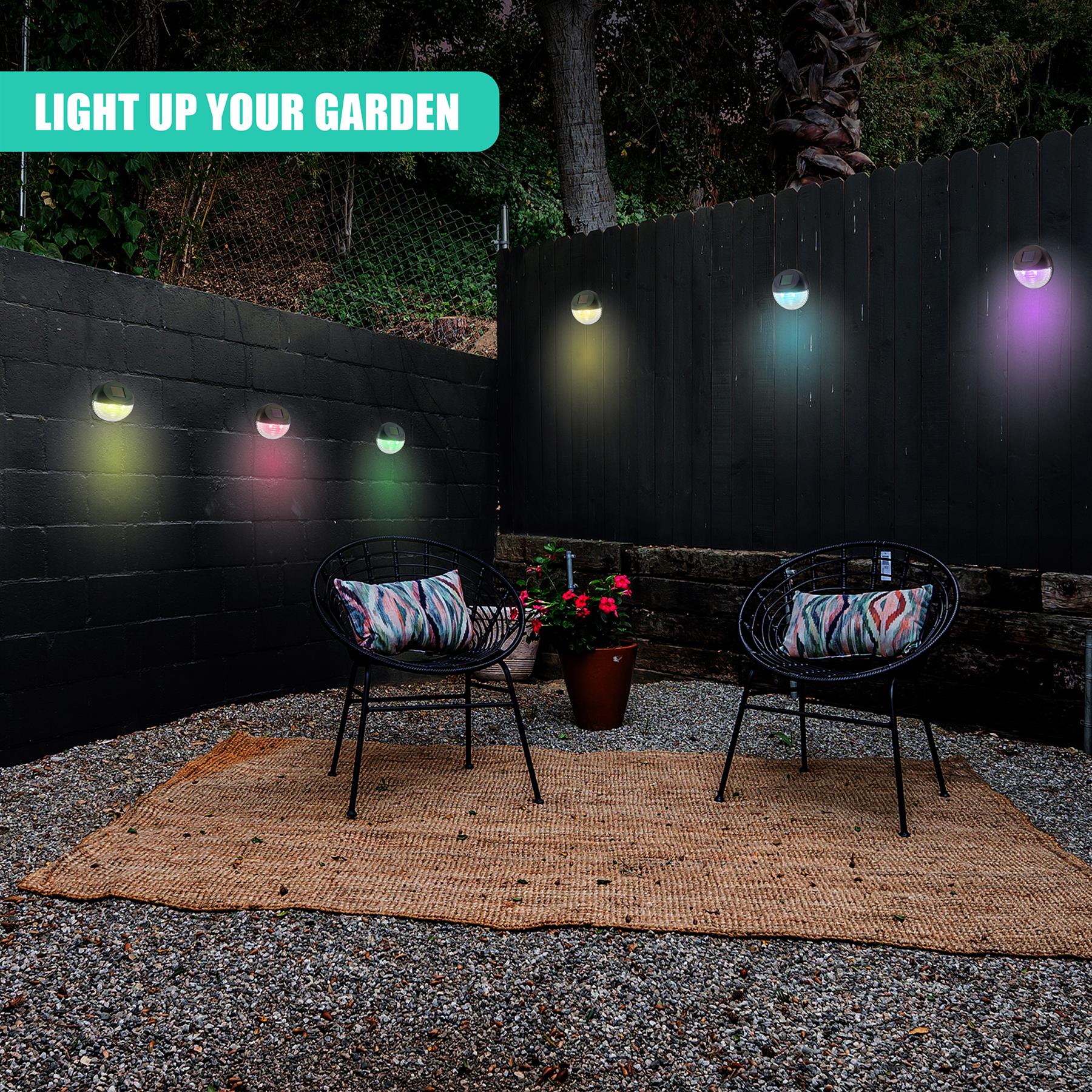 Solar Fence Lights, Set of 8 – RGB LED, Black by GEEZY - The Magic Toy Shop