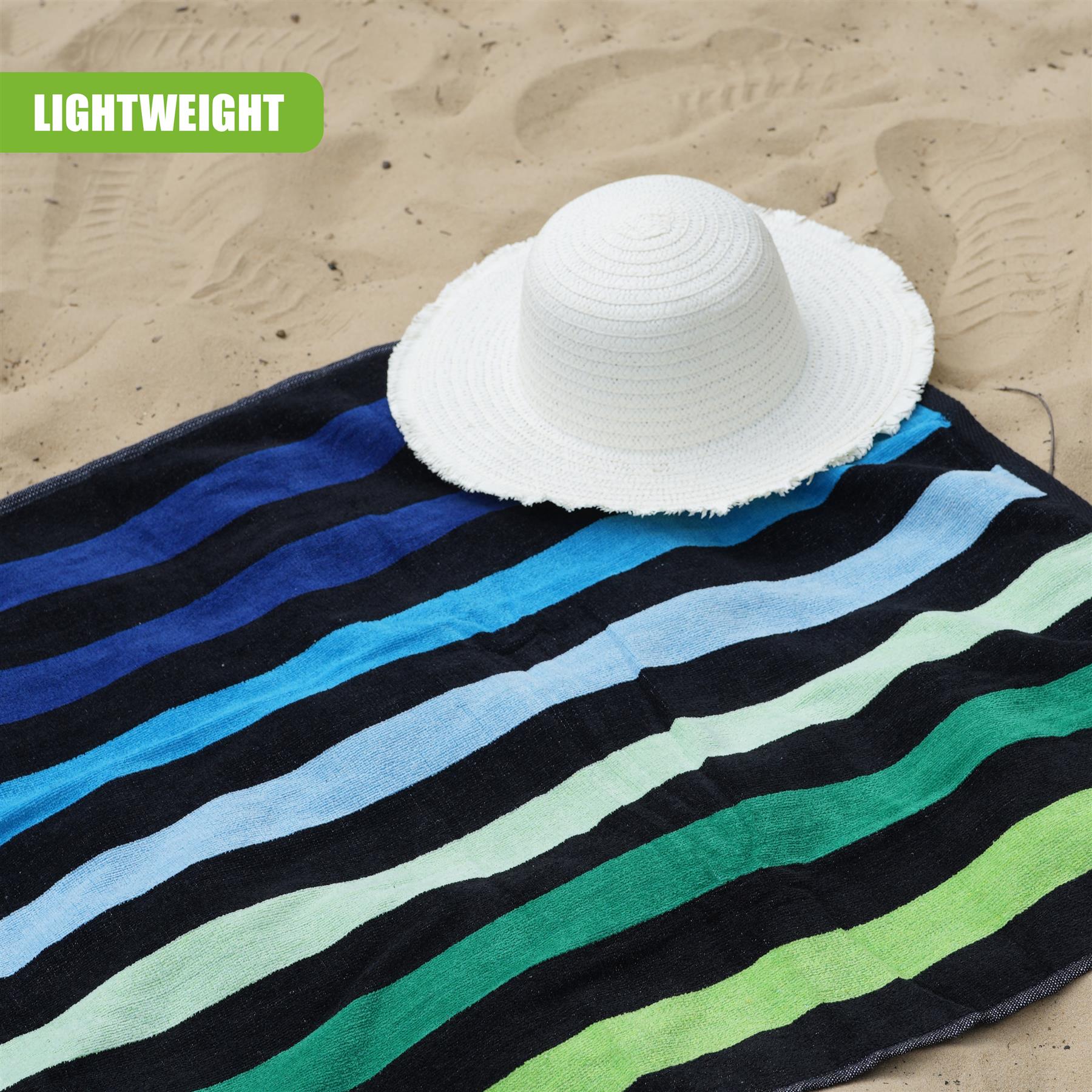 Velour Striped Beach Towel Blue Oasis by Geezy - The Magic Toy Shop