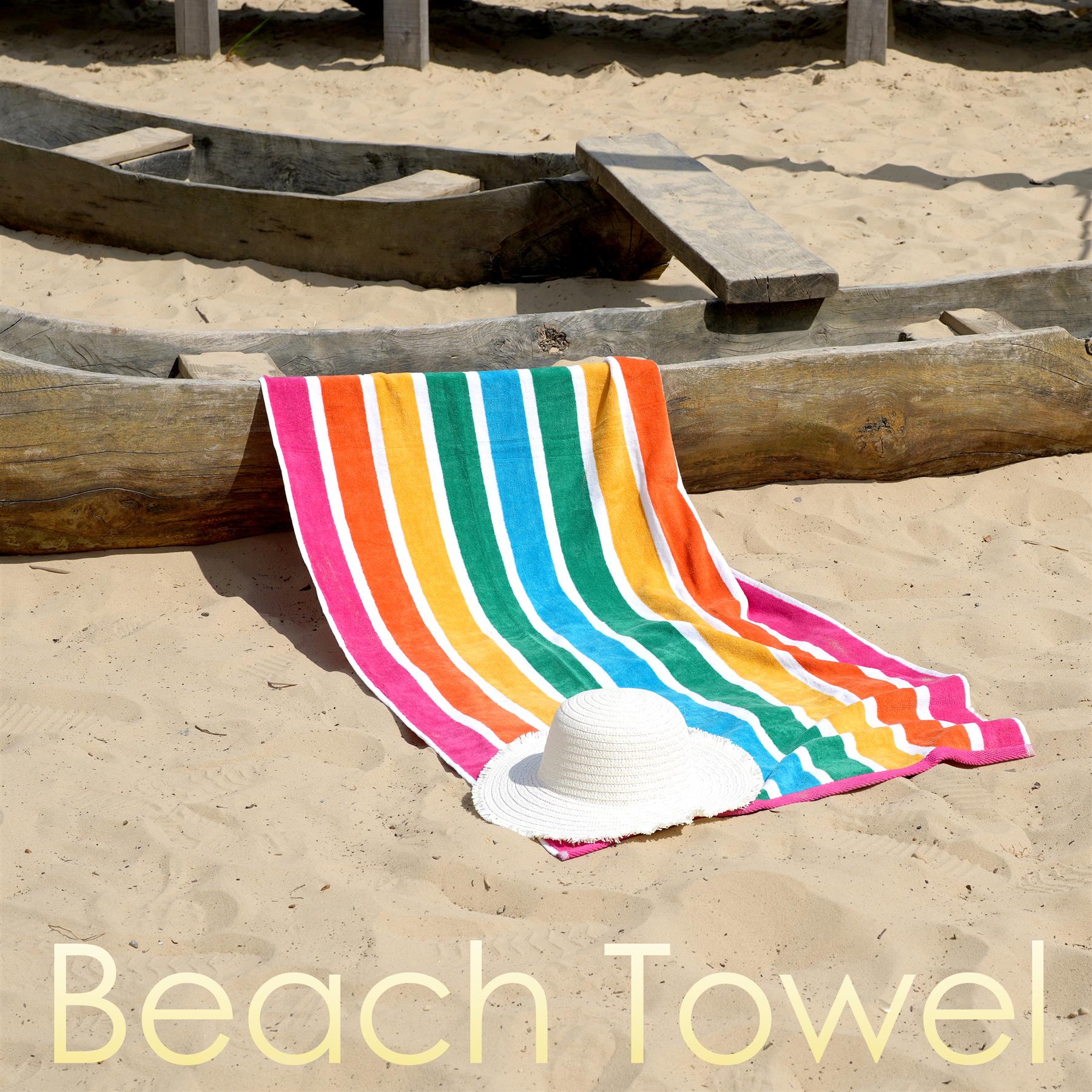 Large Velour Striped Beach Towel (Tropical Burst) by Geezy - The Magic Toy Shop