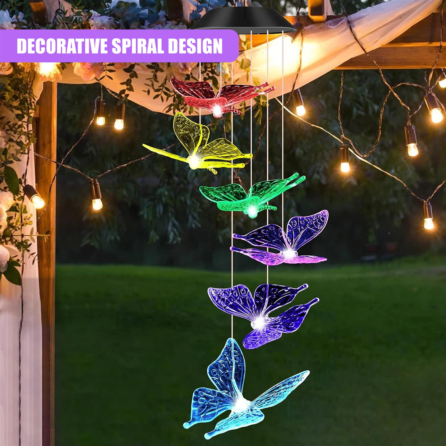 Solar Butterfly Wind Chimes LED by GEEZY - The Magic Toy Shop