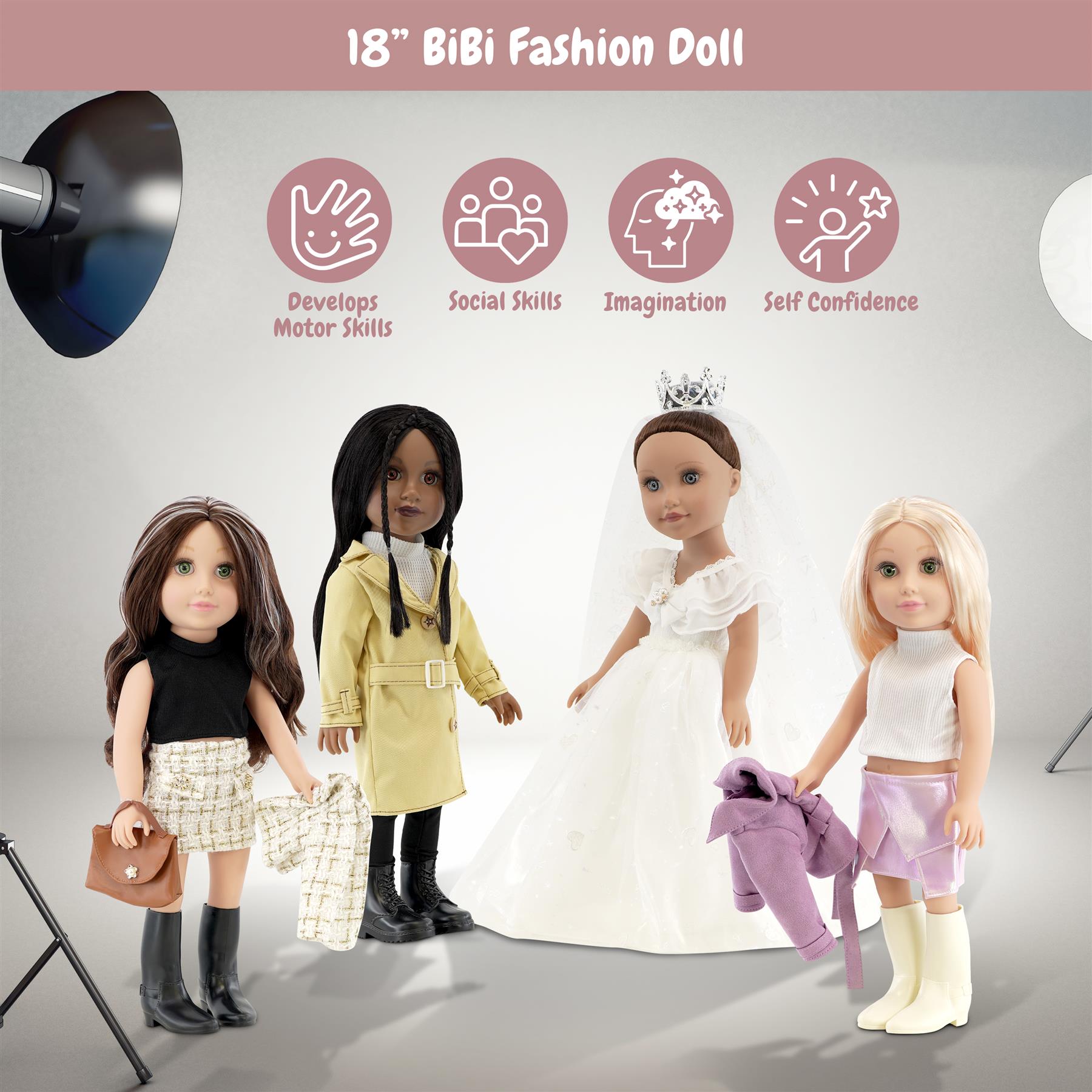 BiBi Fashion Black Doll "NAOMI" (47 cm / 18") by BiBi Doll - The Magic Toy Shop