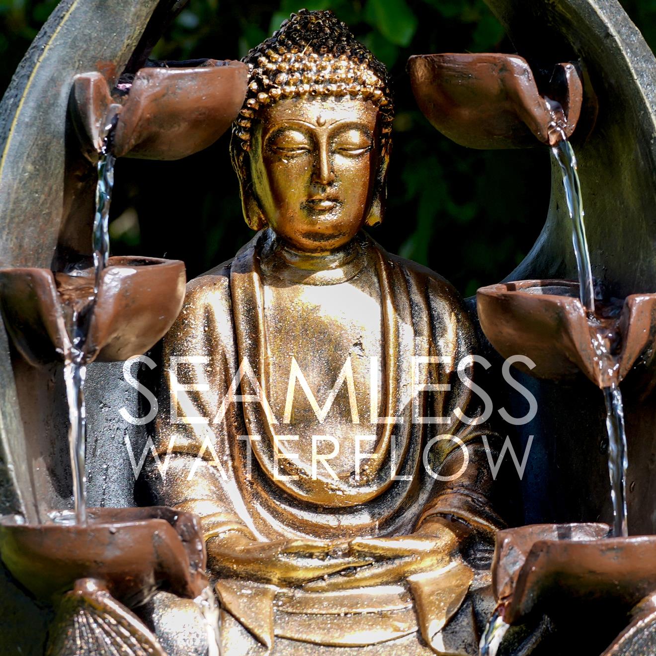Golden Buddha Solar Water Feature Outdoor With LED by GEEZY - The Magic Toy Shop